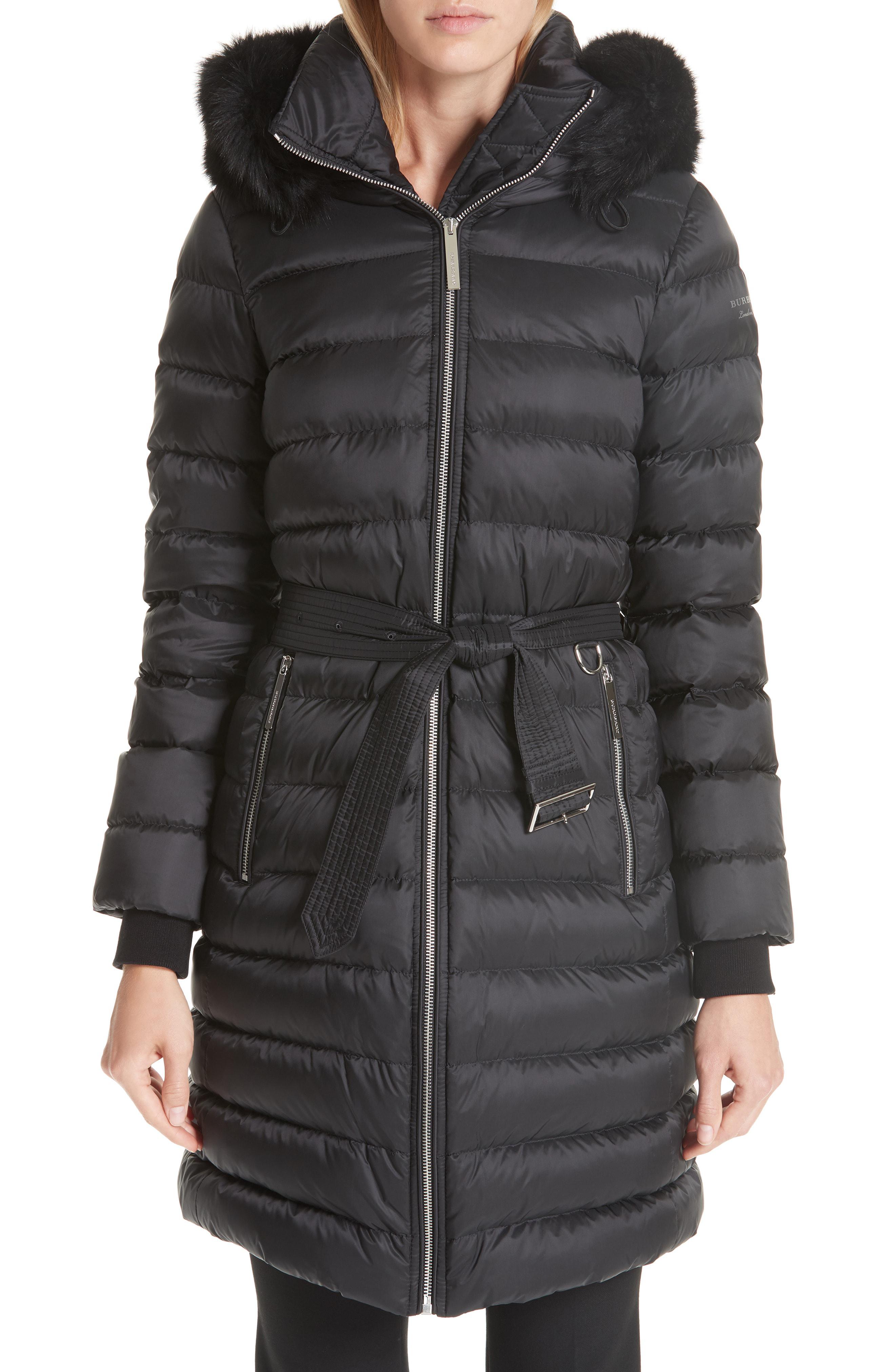 limefield genuine shearling hood puffer coat burberry