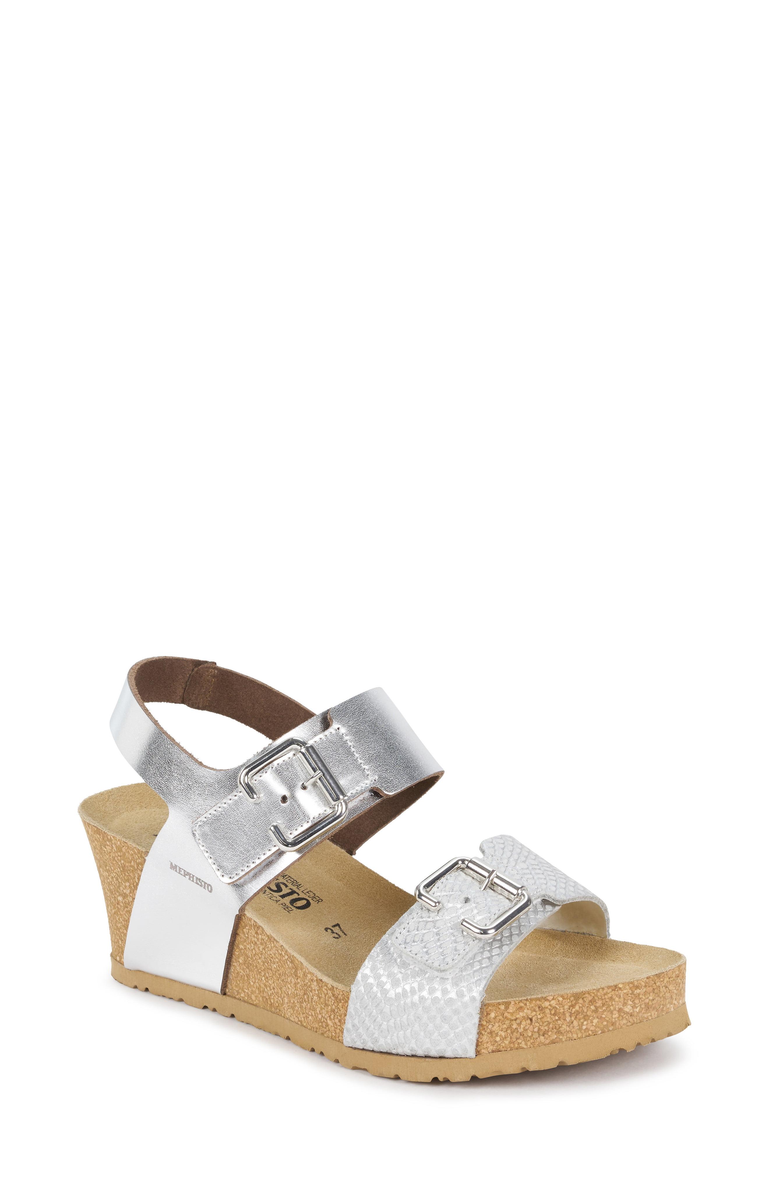 Mephisto Suede Lissandra Platform Wedge Sandal in White - Lyst