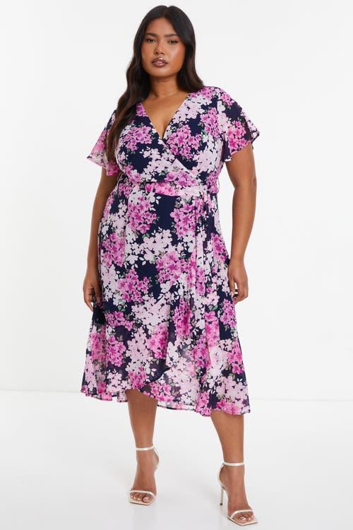 Quiz blue and pink floral dress hot sale