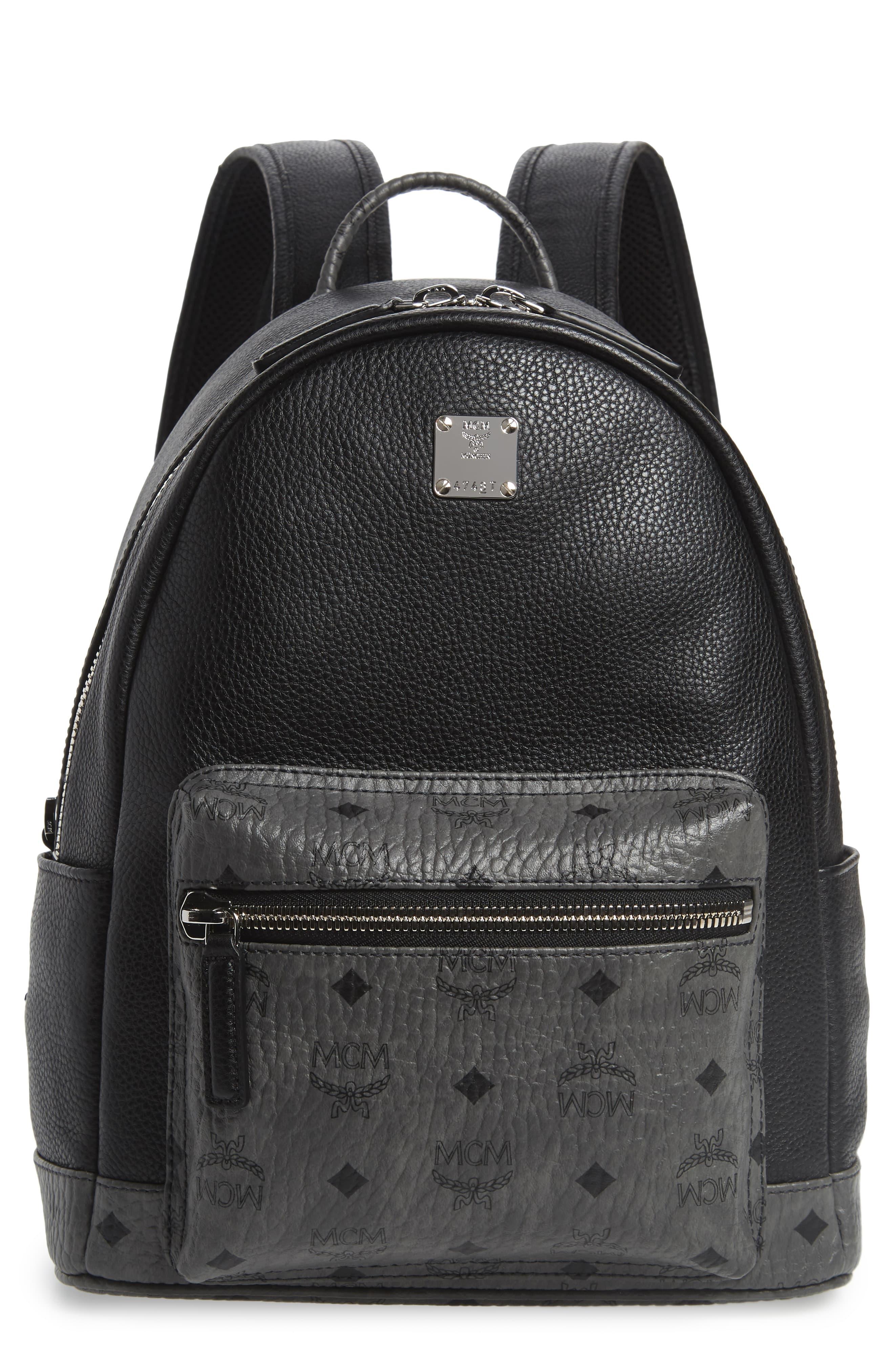 MCM Small Leather & Visetos Canvas Backpack in Black - Lyst