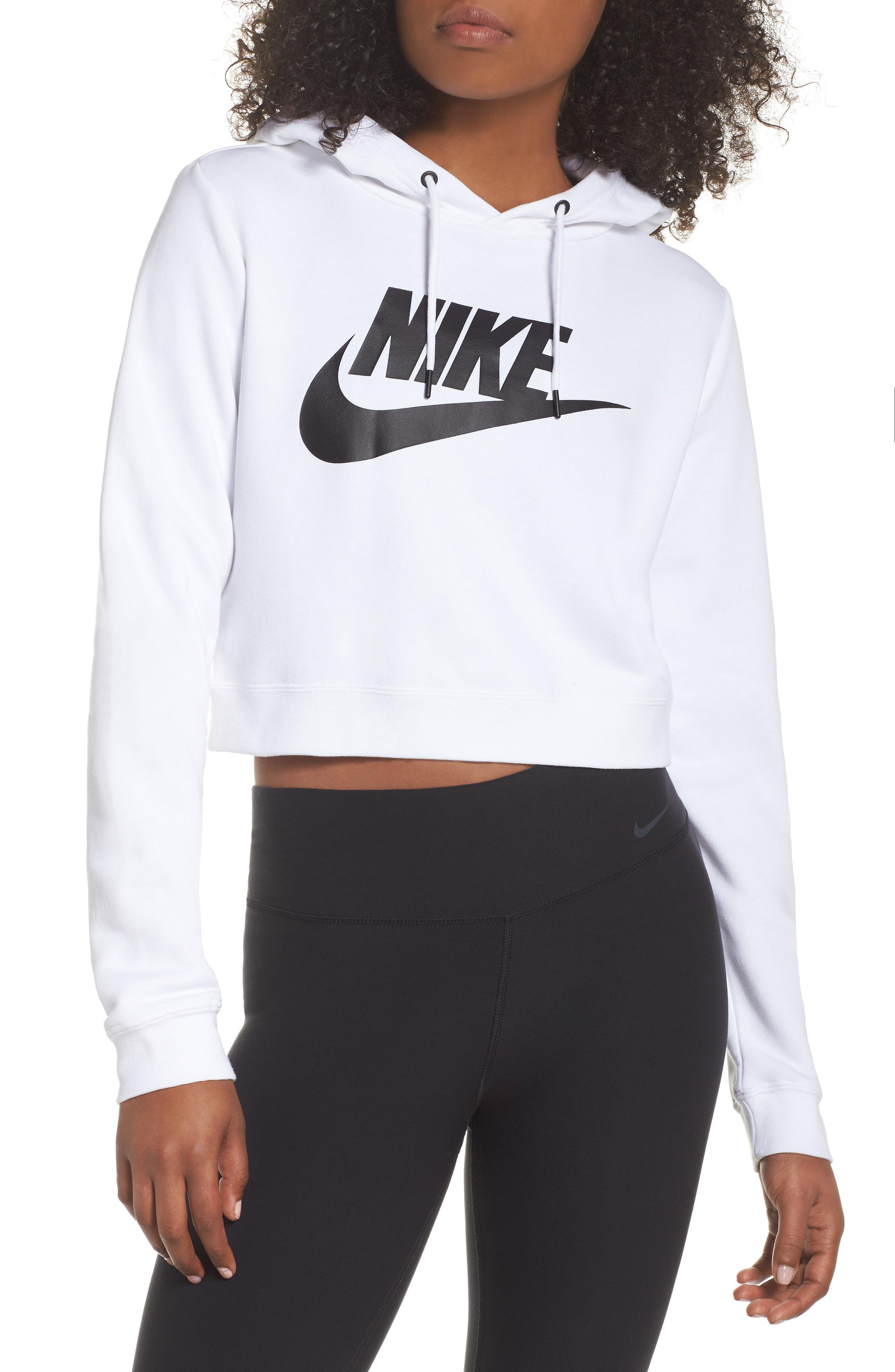 white nike crop hoodie