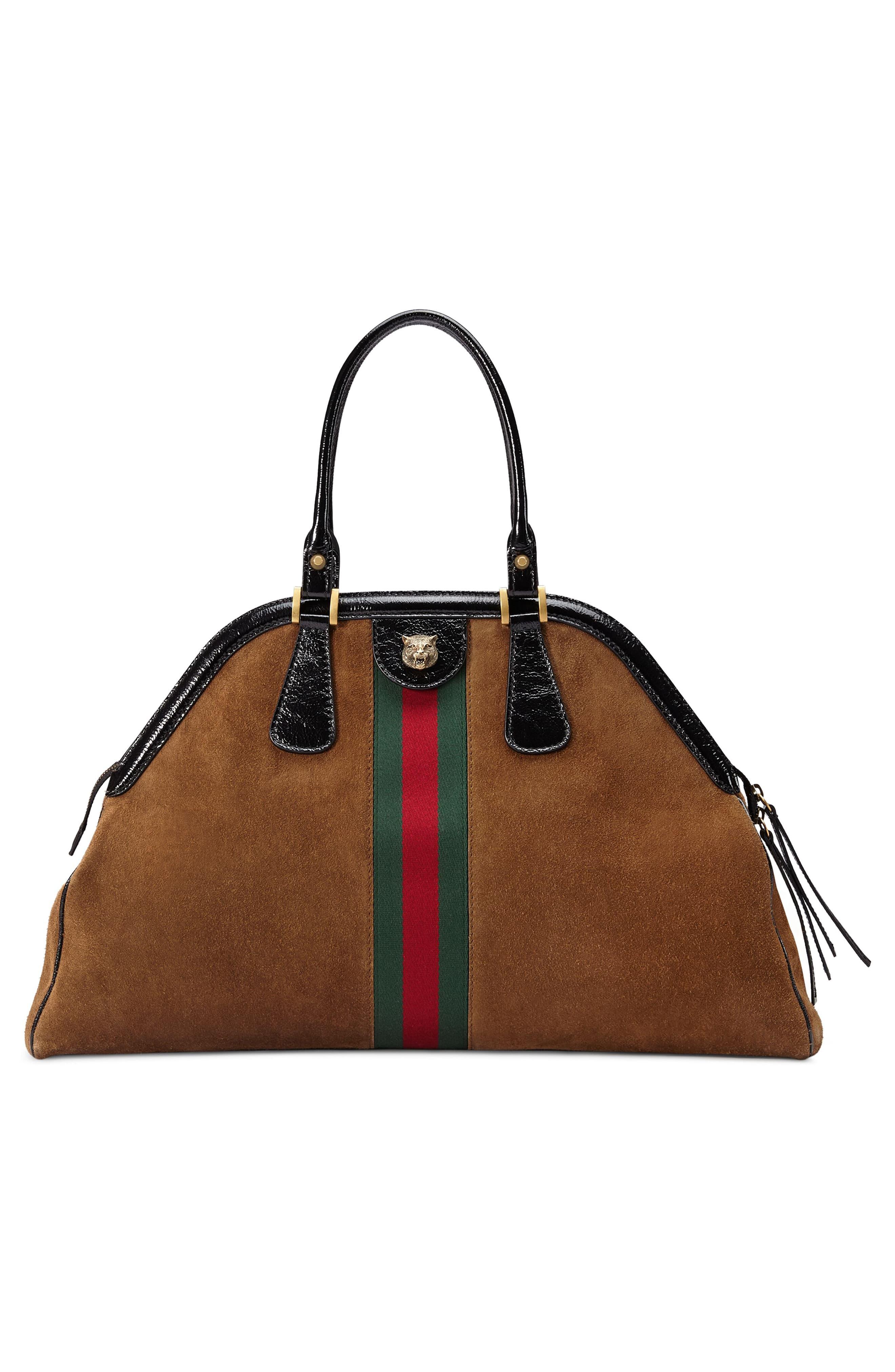 Gucci Large Re(belle) Suede Satchel in Brown | Lyst