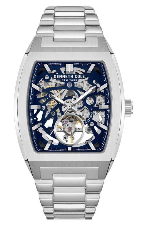 Kenneth Cole The Hollis Tonneau Skeleton Automatic Bracelet Watch
