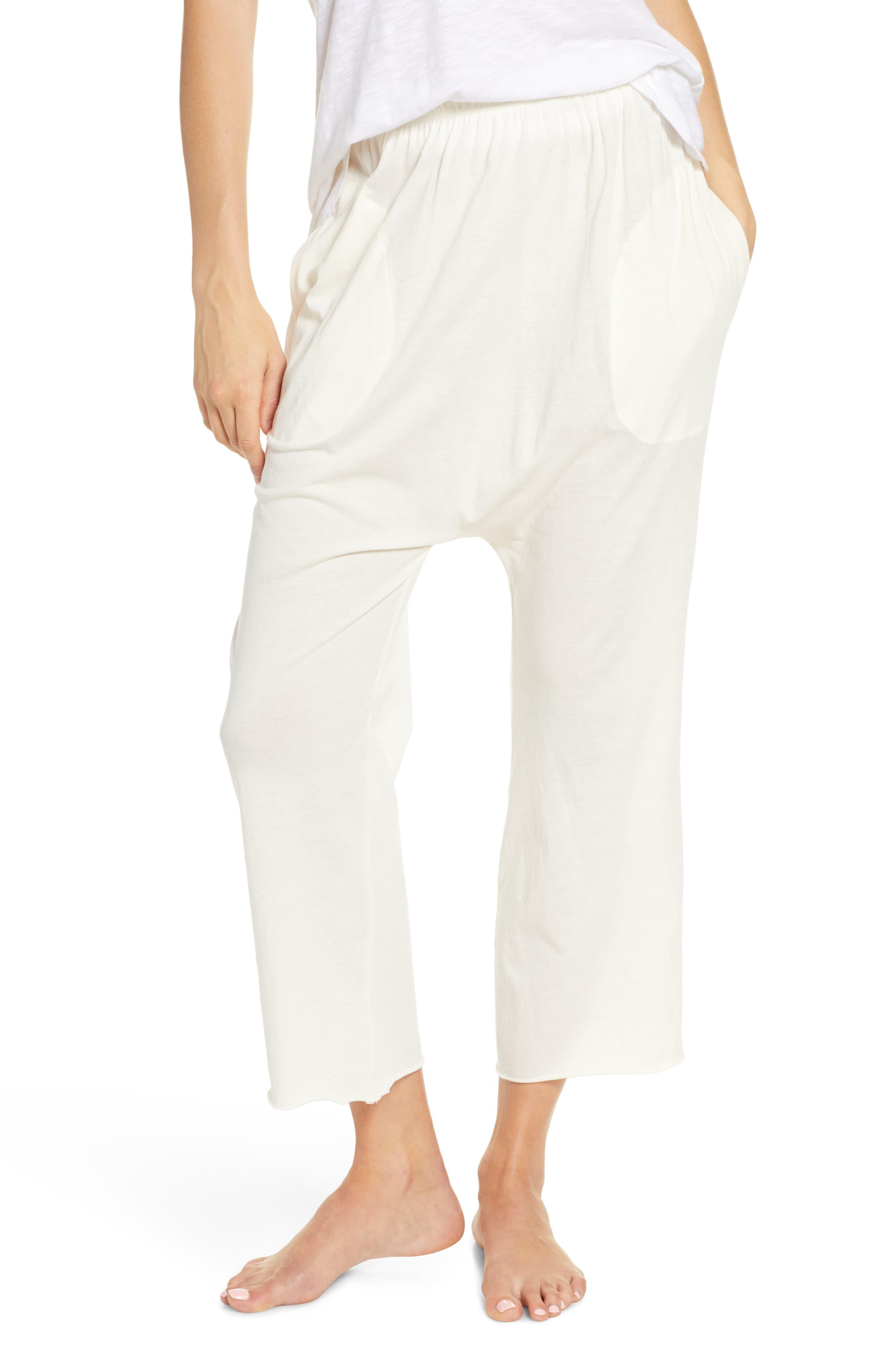 The Great The Lounge Cotton Crop Pants in Washed White (White) Lyst