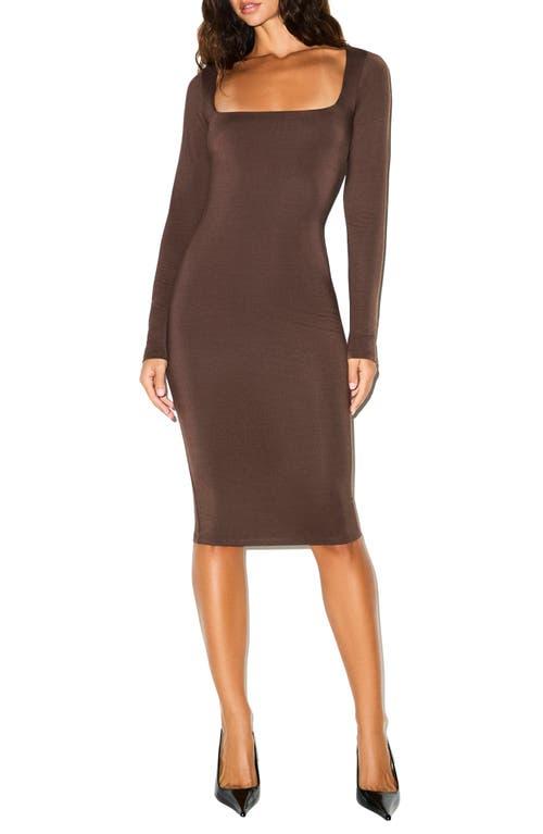 brown skims dress long sleeve Skims Smooth Layers Long Sleeve Midi Dress - Espresso