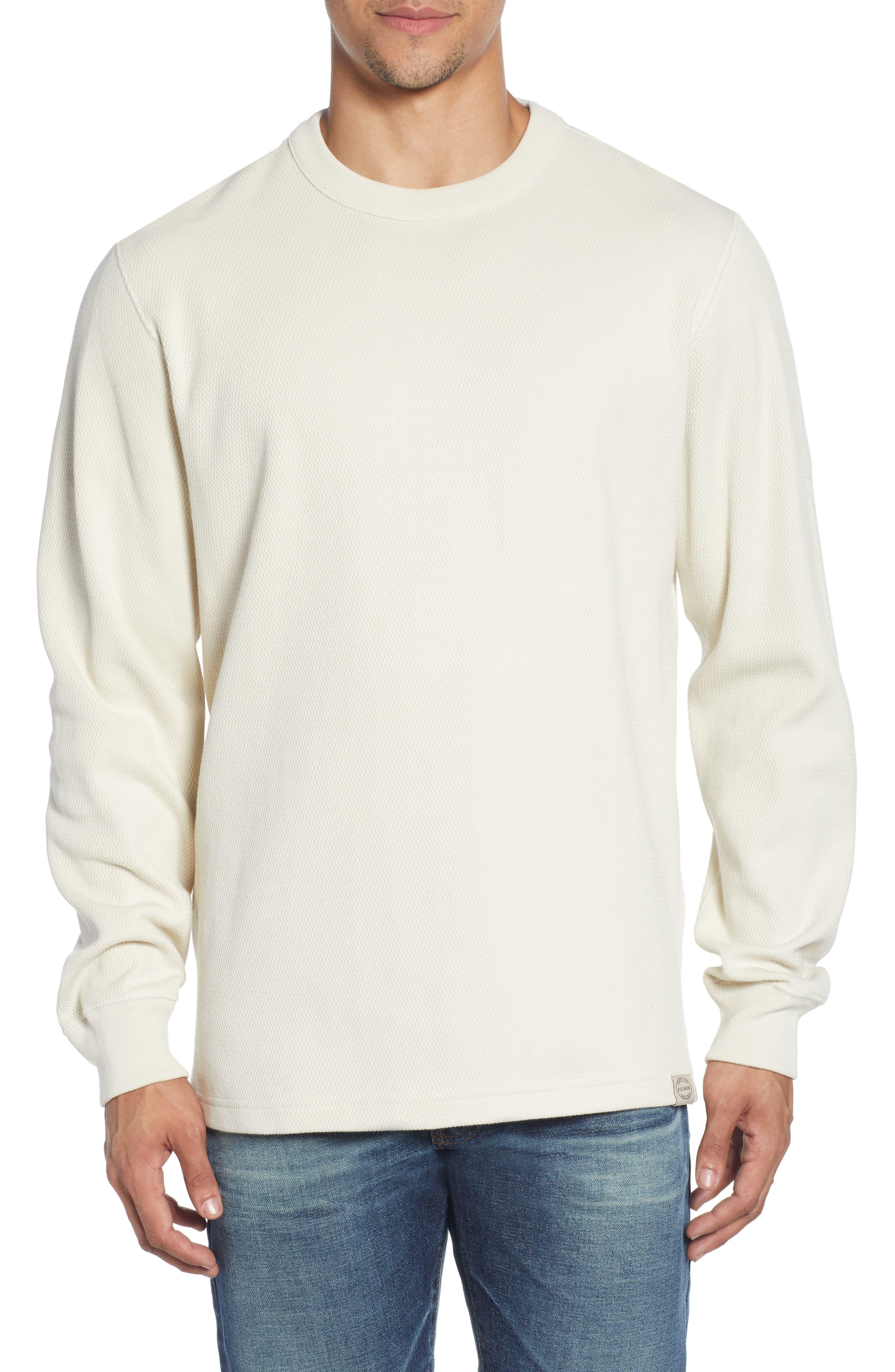 Filson Cotton Waffle Knit Thermal Crewneck Shirt in Sand (Natural) for