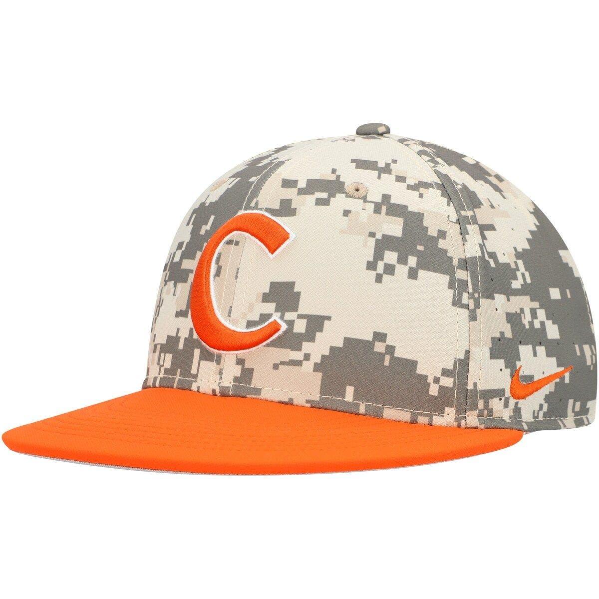 Men's Nike White/Orange Clemson Tigers Team Baseball True Performance Fitted Hat