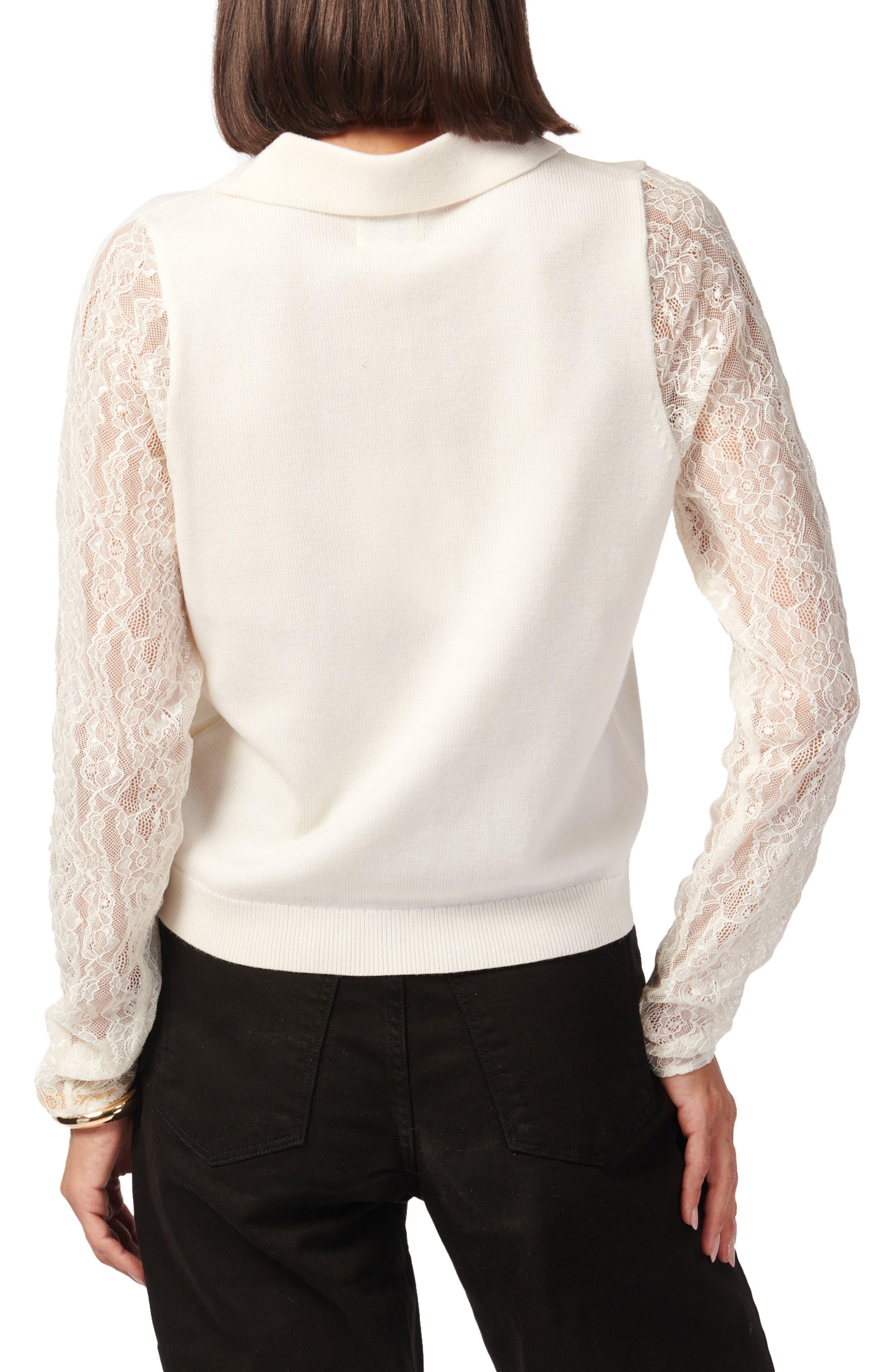 Cami NYC Priscilla Lace Sleeve Cardigan in White