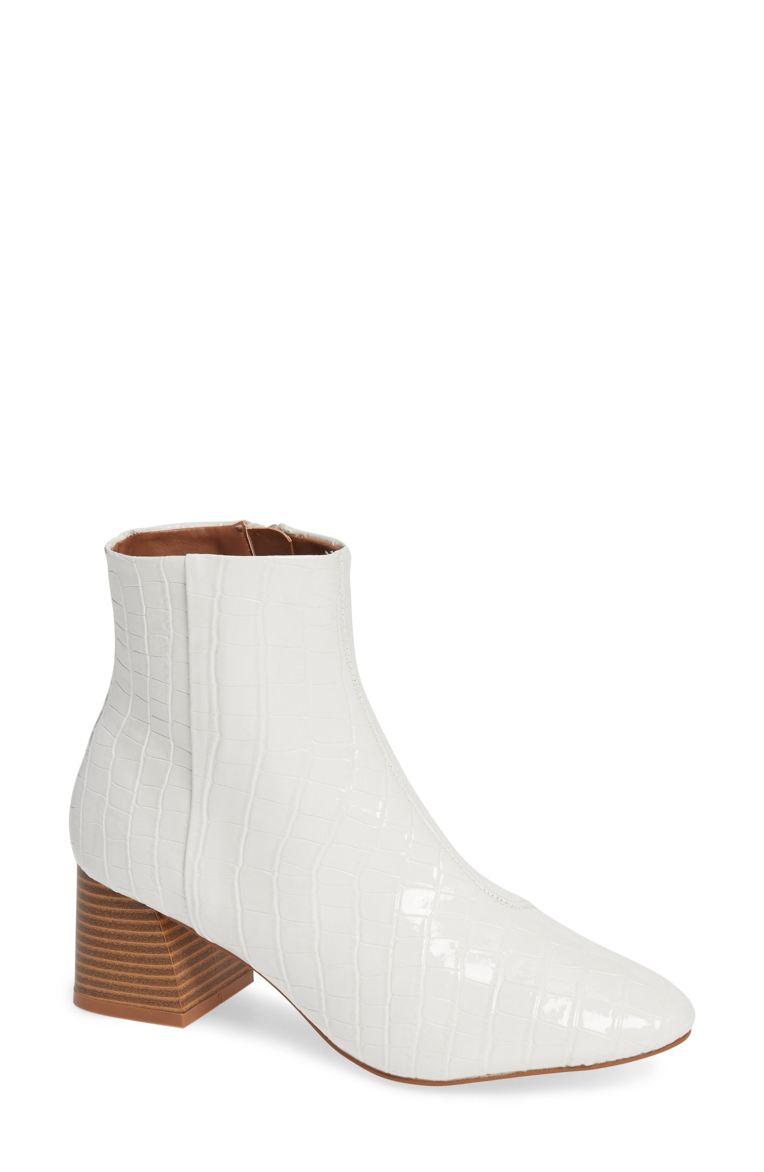 white block heel bootie