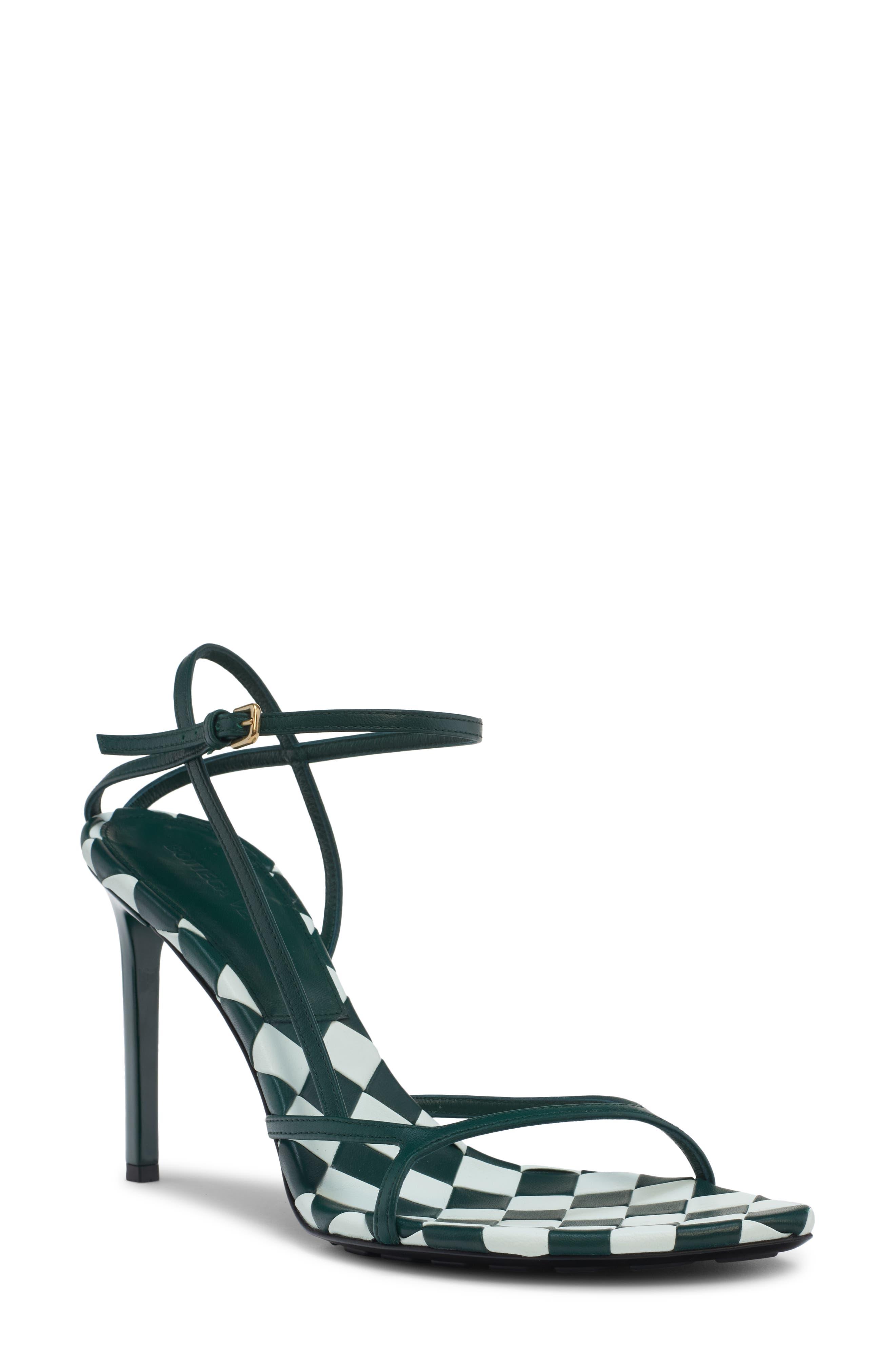 bottega veneta Glacier Emerald Green Leaf Ankle Strap Sandal