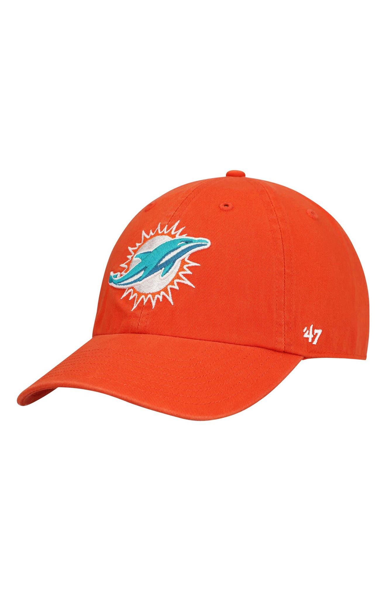 47 Brand / Men's Miami Dolphins Clean Up Orange Adjustable Hat