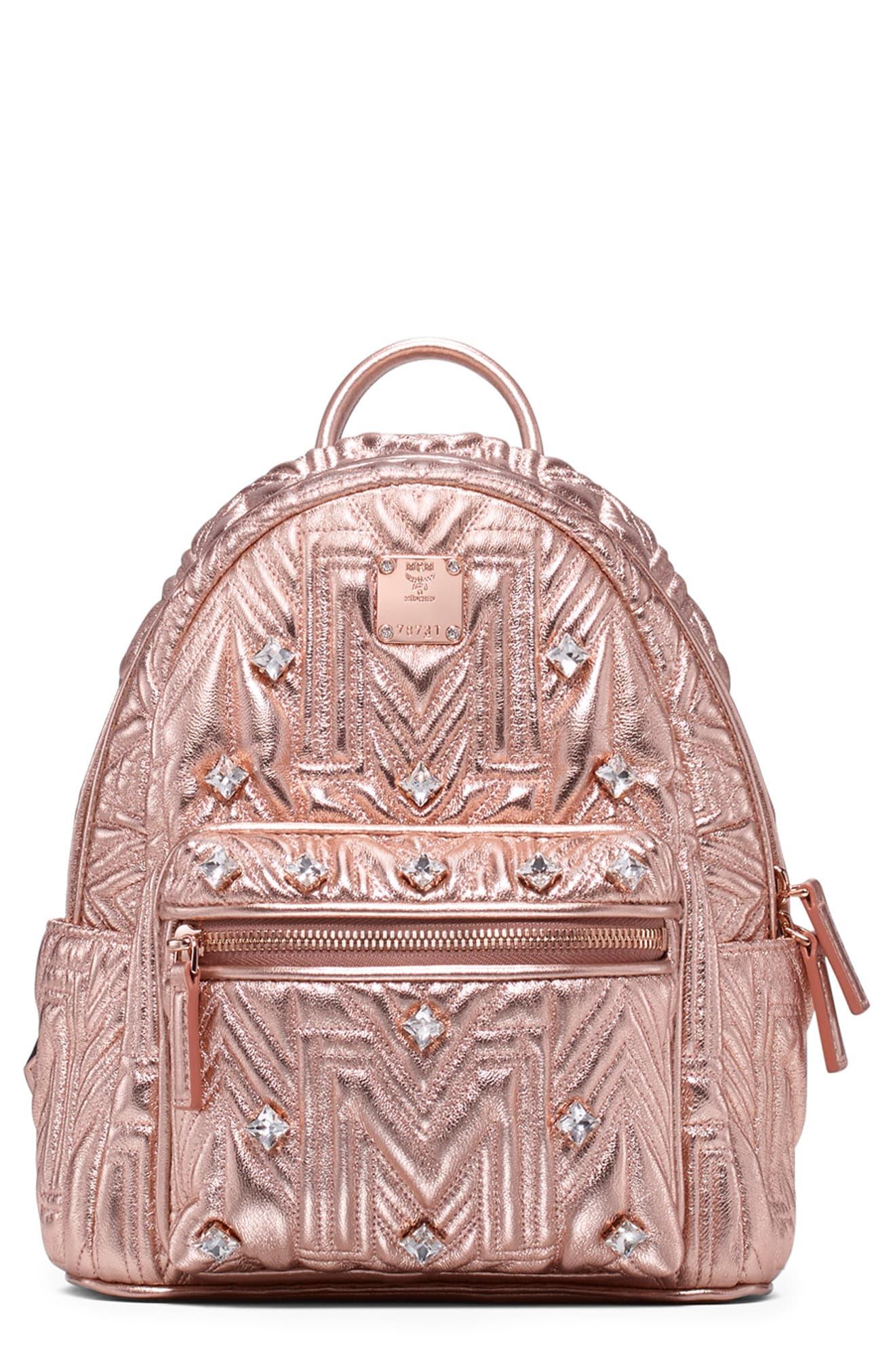 mcm pink leather backpack