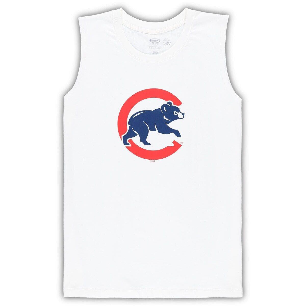 Women's Chicago Cubs White/Royal Plus Size Notch Neck T-Shirt