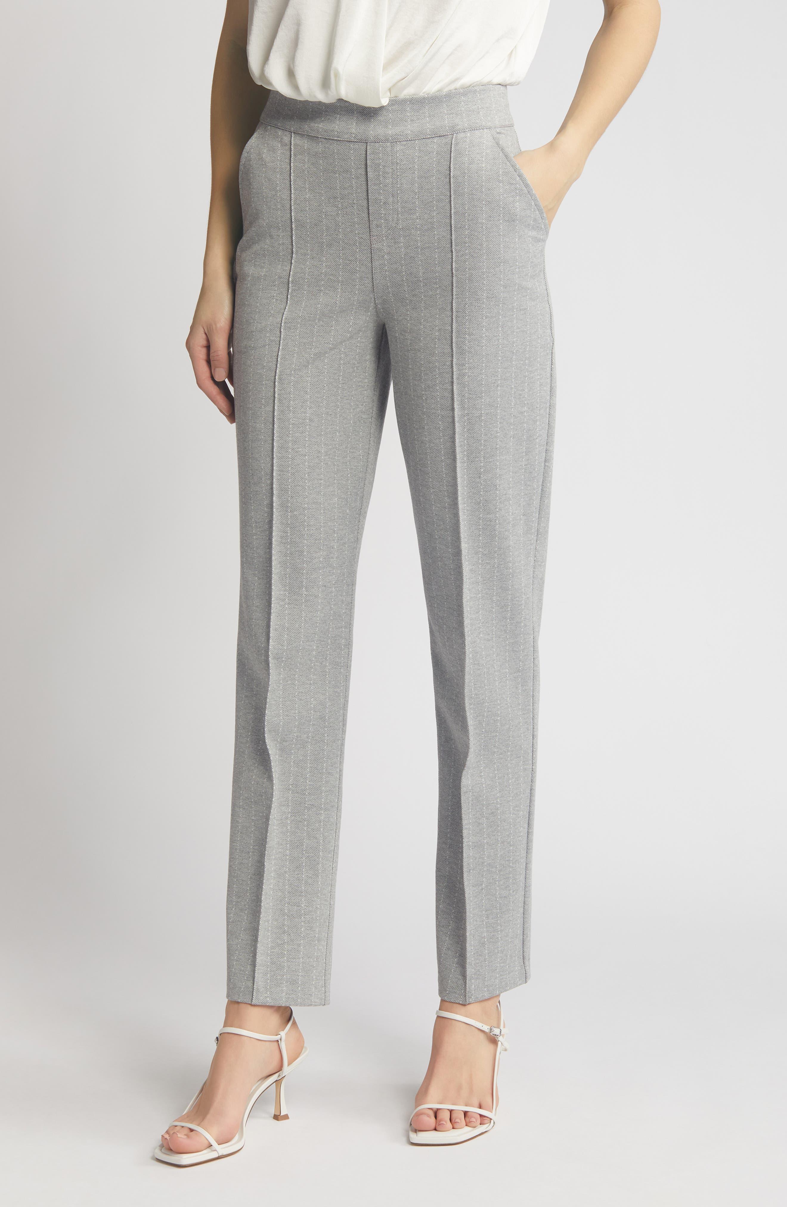 Hue Stripe Pull-on Ponte Knit leggings in Gray