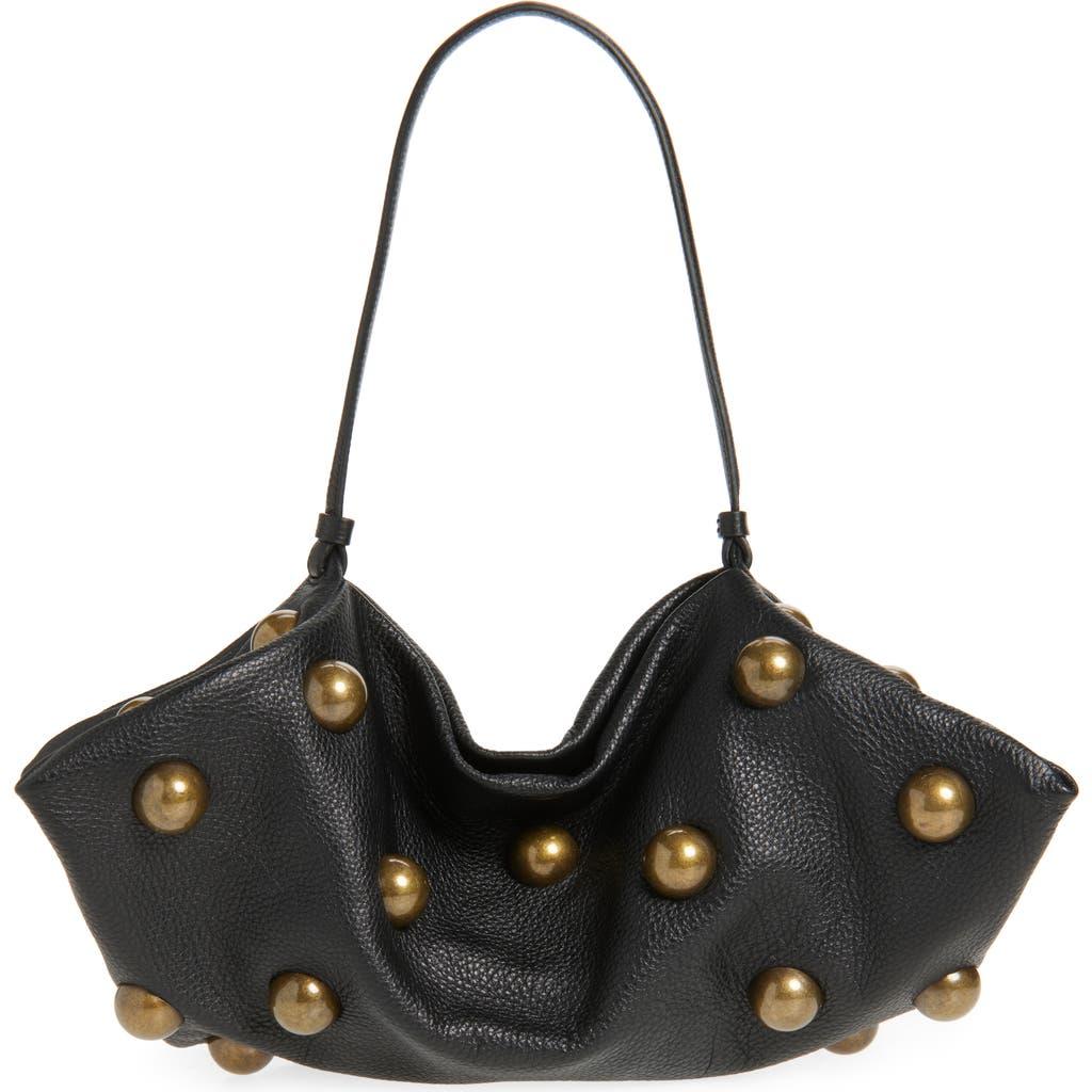 Shoulder bag-Leather bum bag with studs