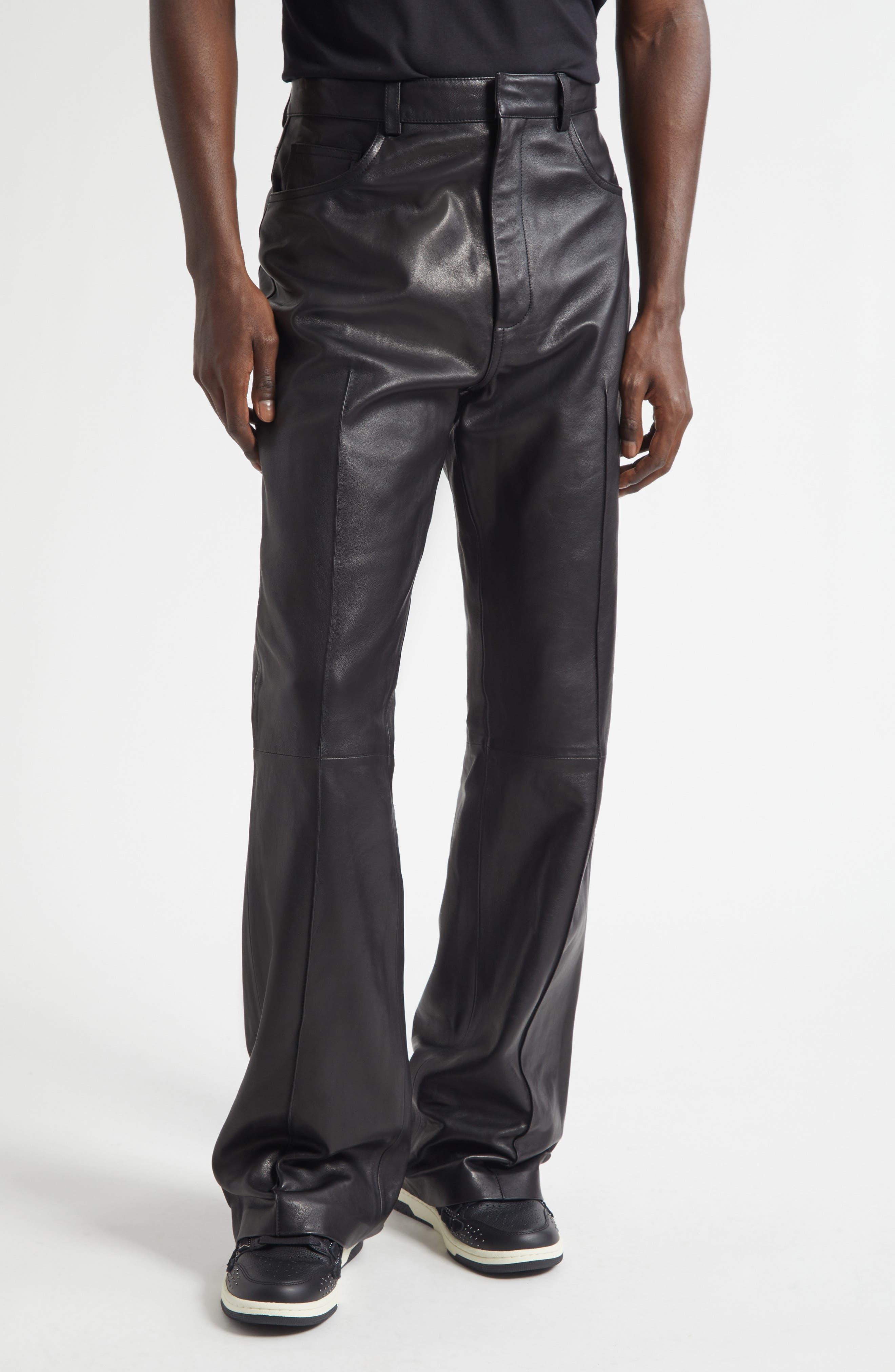 Amiri Bootcut Leather Pants in Black for Men | Lyst