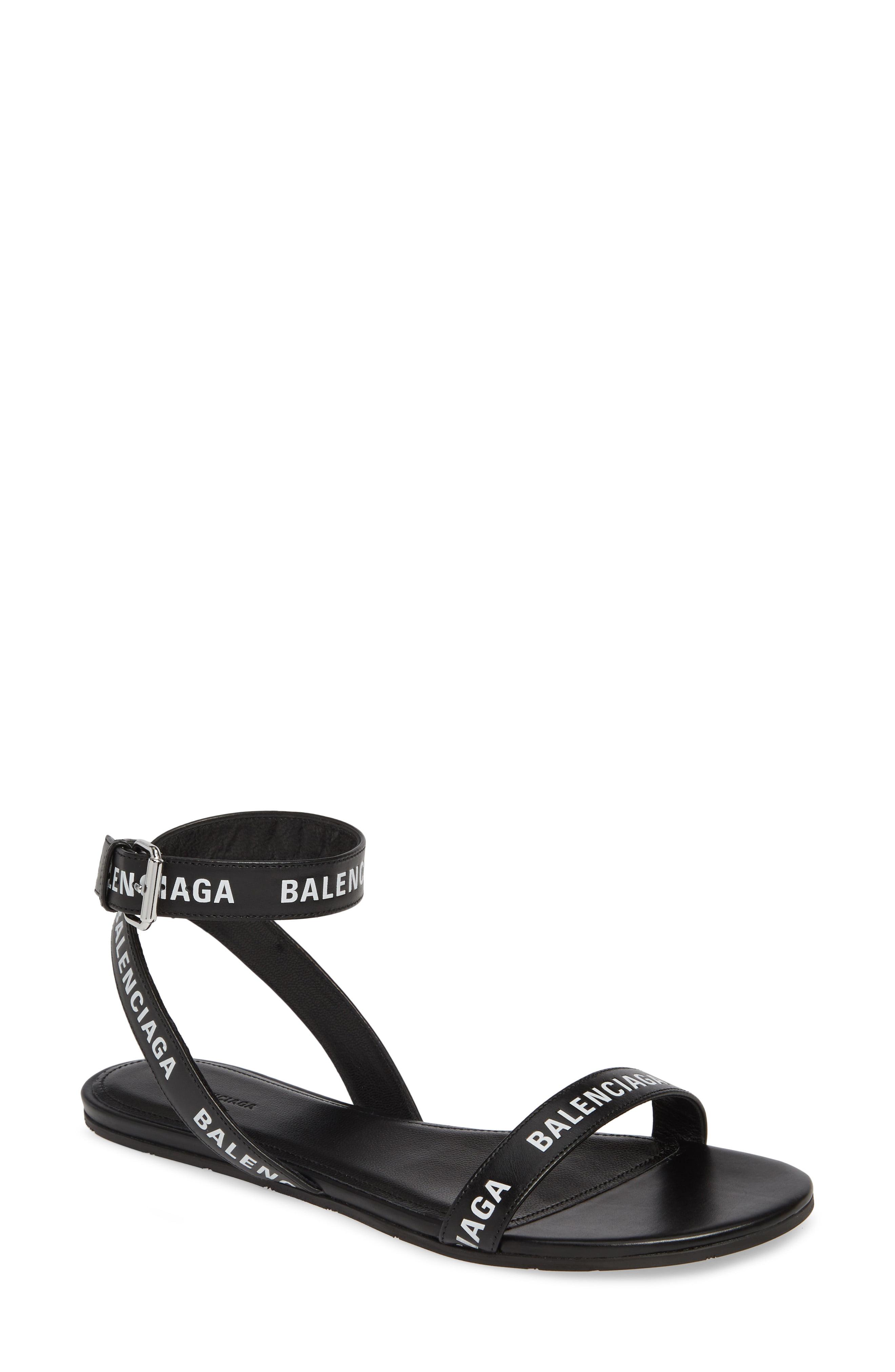 balenciaga logo strap sandals