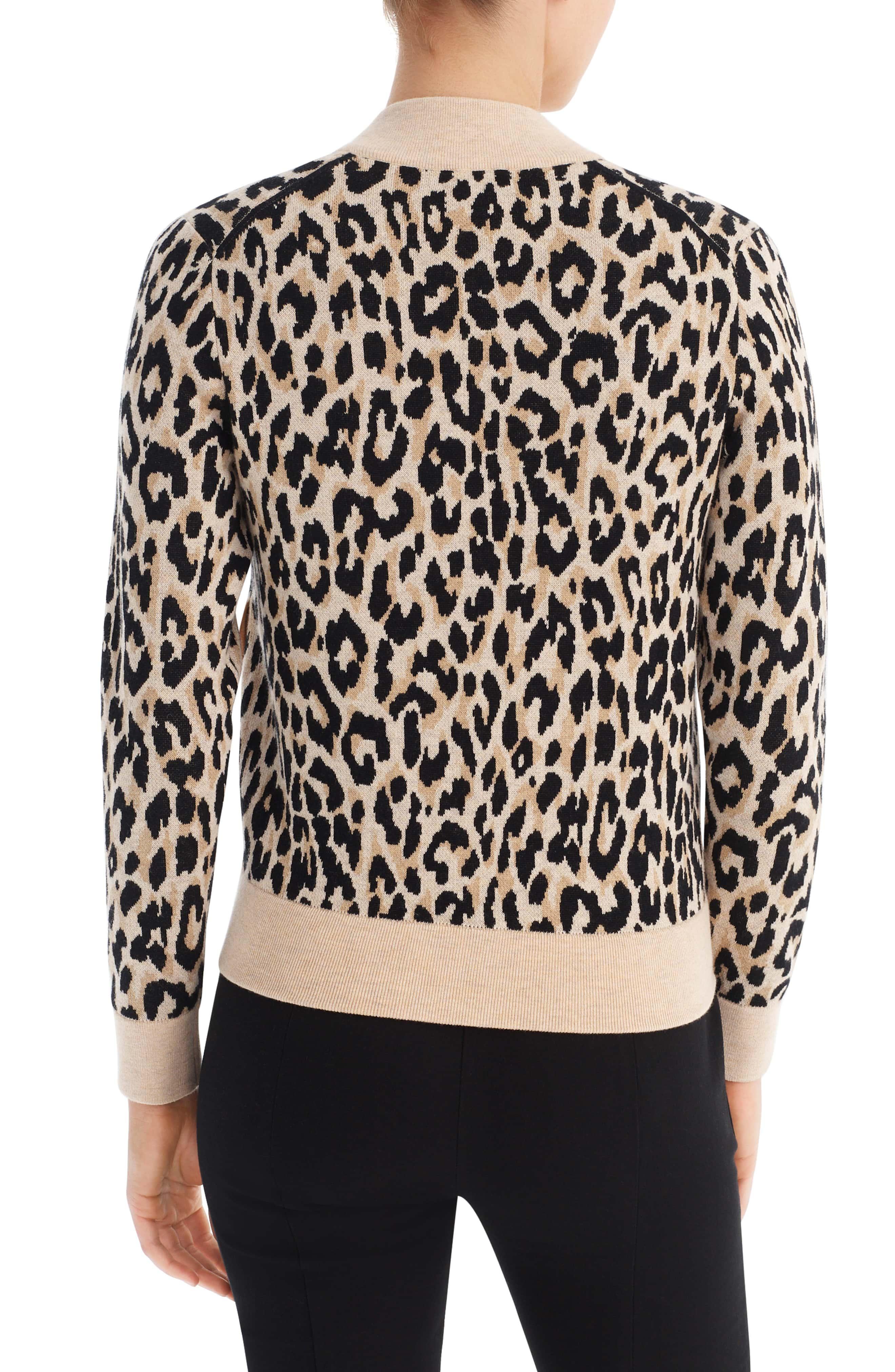 j crew leopard bomber sweater