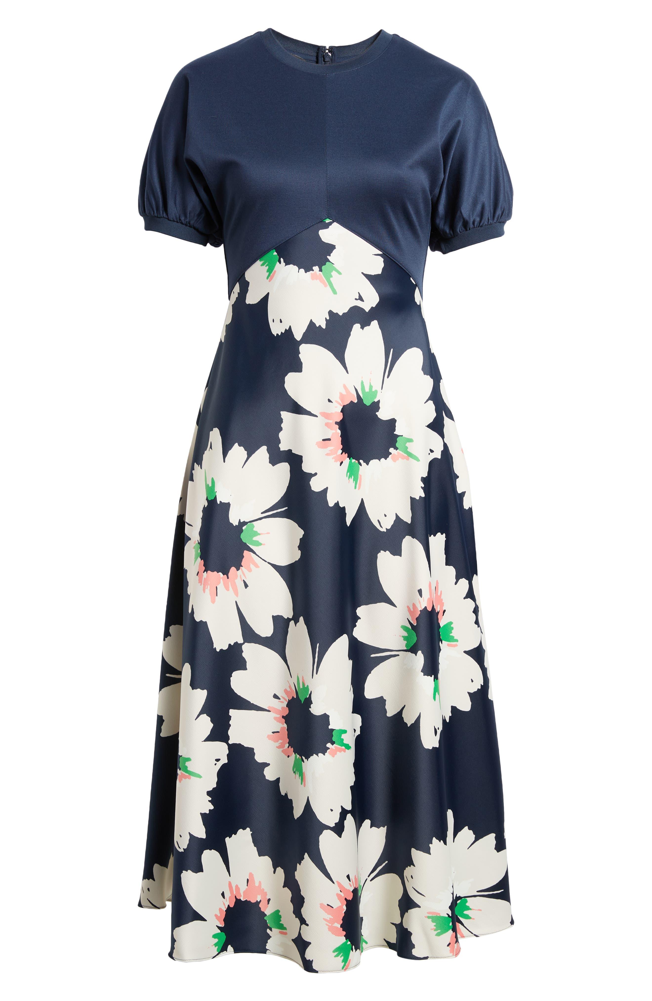 altijd Toeval behalve voor Ted Baker Daysiah Floral Puff Sleeve Dress in Blue | Lyst