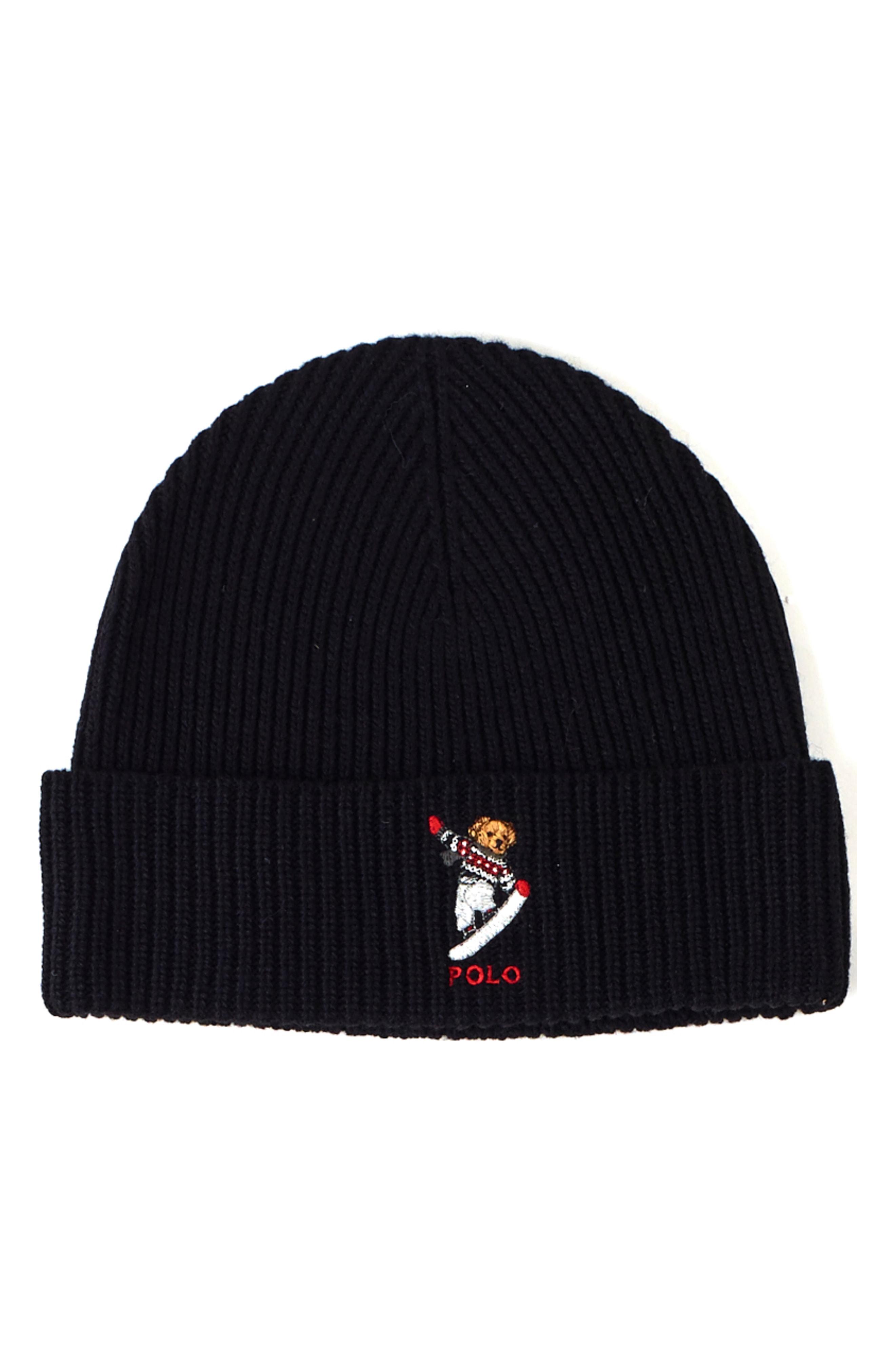 Polo Ralph Lauren Wool Snow Bear Knit Beanie in Black for Men - Lyst