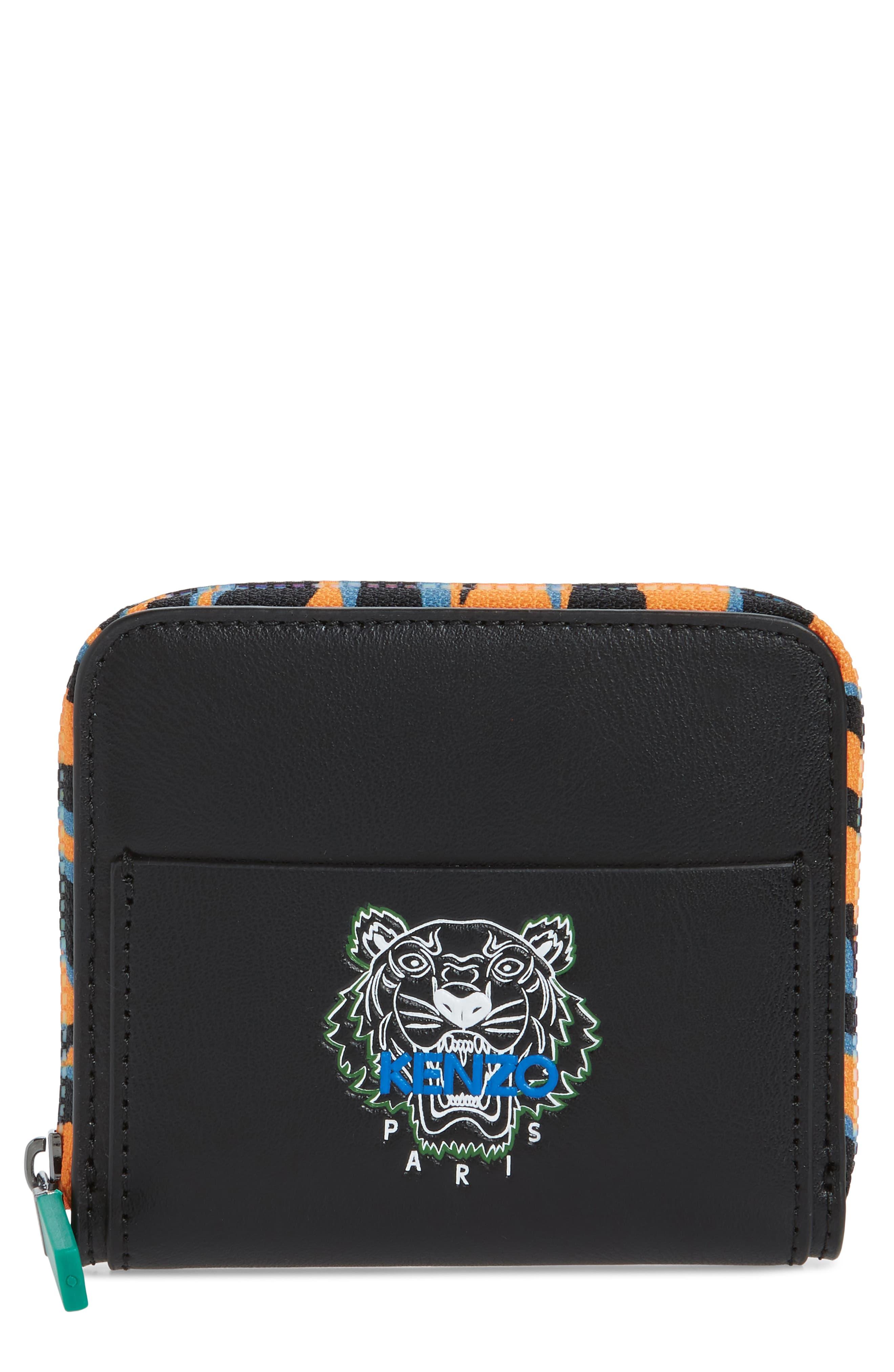 KENZO Tiger Square Leather Wallet in Black Lyst