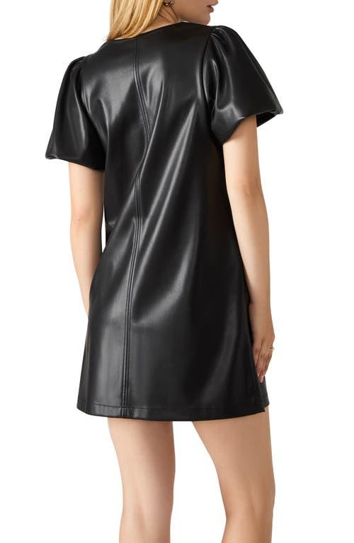 faux leather tie front dress Vegan Leather Ruched Sleeve Maxi S main image 1