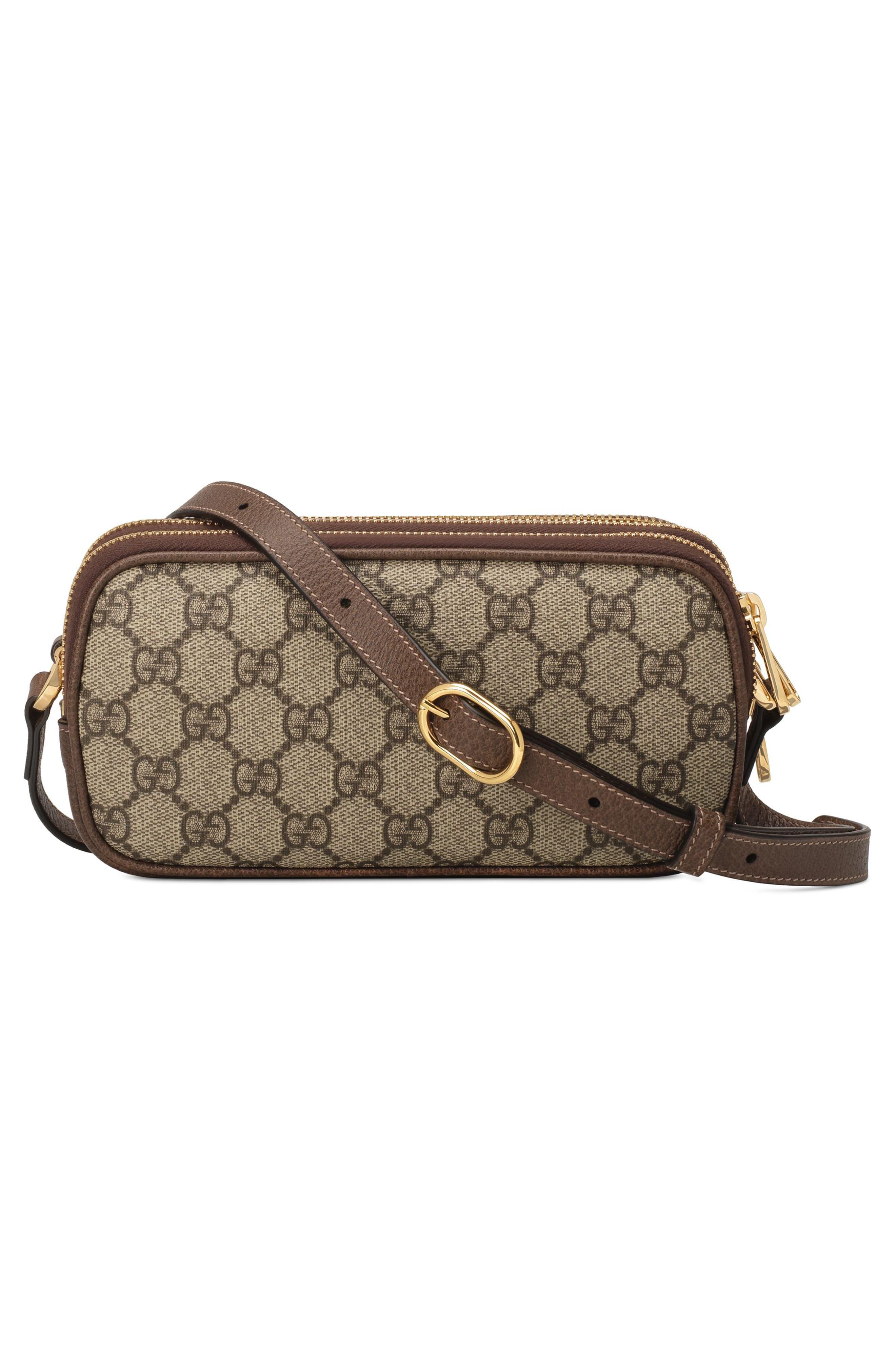 Gucci Leather Mini Ophidia Gg Supreme Canvas Crossbody Bag in Light Beige (Natural) - Lyst