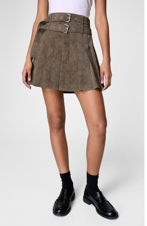 Nasty Gal Belted Pleated Faux Suede Miniskirt in Brown Lyst