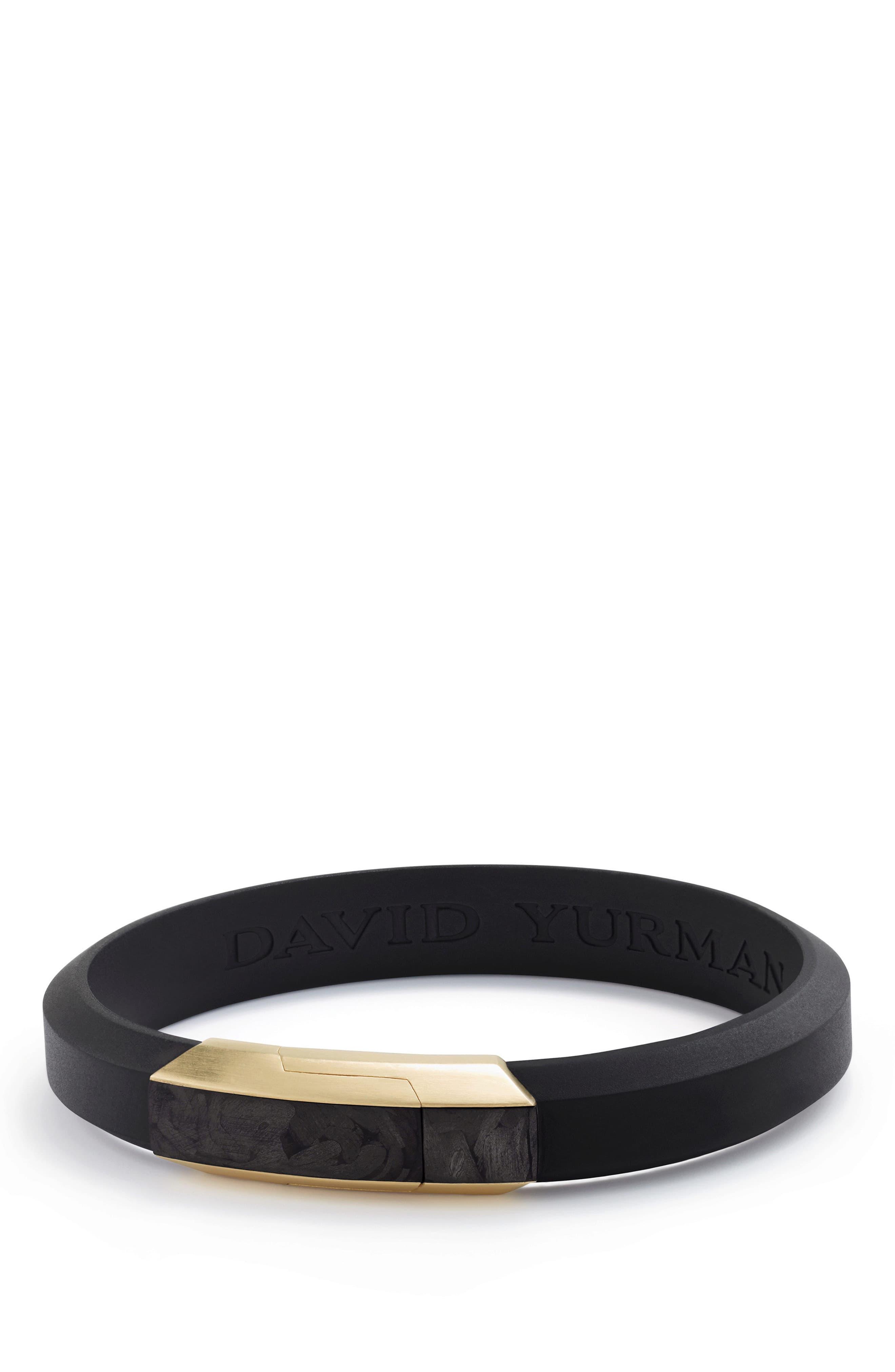 David Yurman Carbon Rubber Id Bracelet With 18k Gold in Black