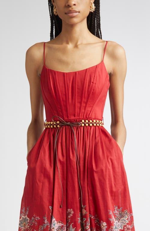 Zimmermann Rhiannon Paisley Print Corset Dress in Red | Lyst