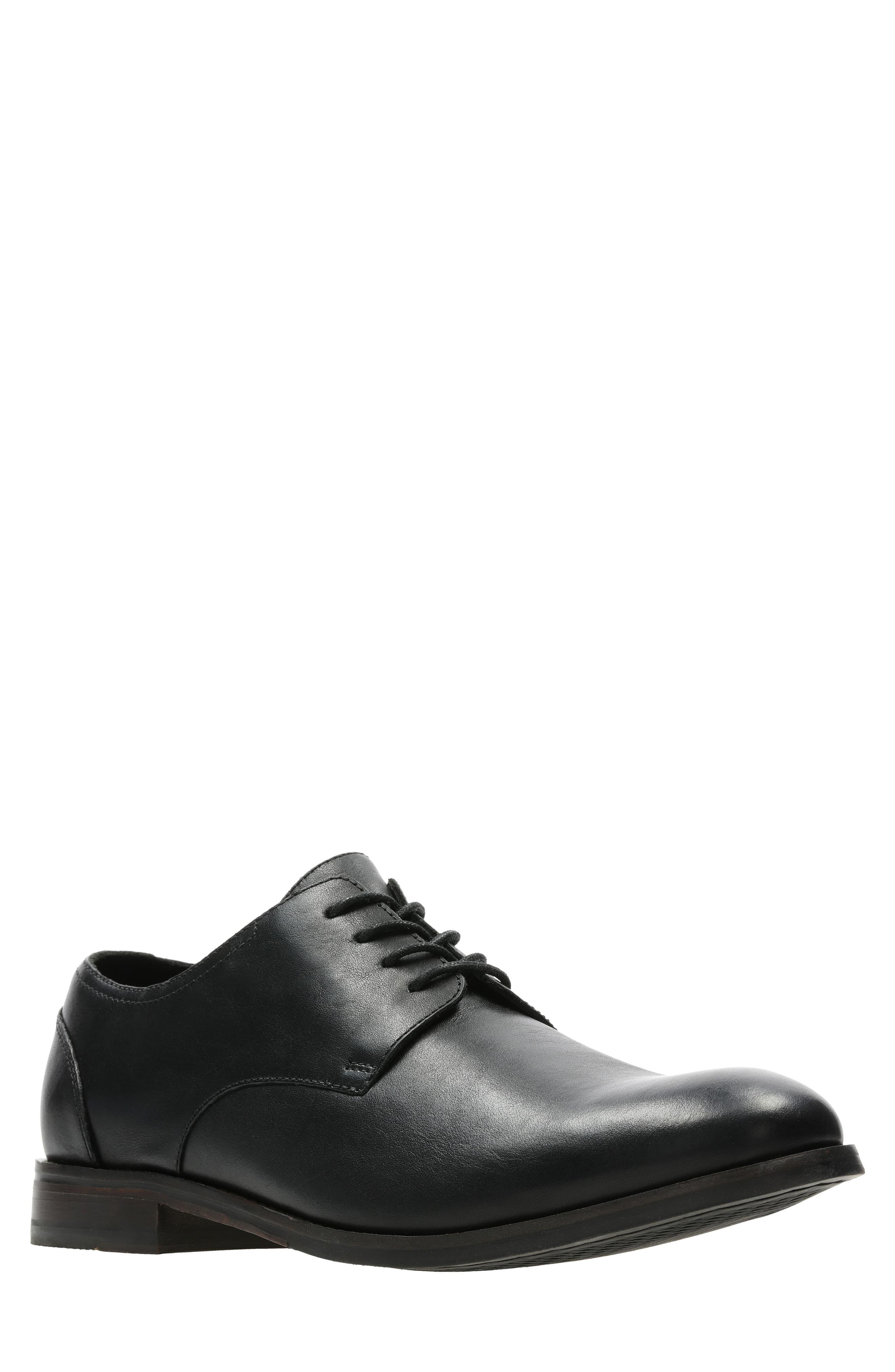 Clarks Flow Plain Derby Leather Shoes in Black Leather (Black) for Men ...