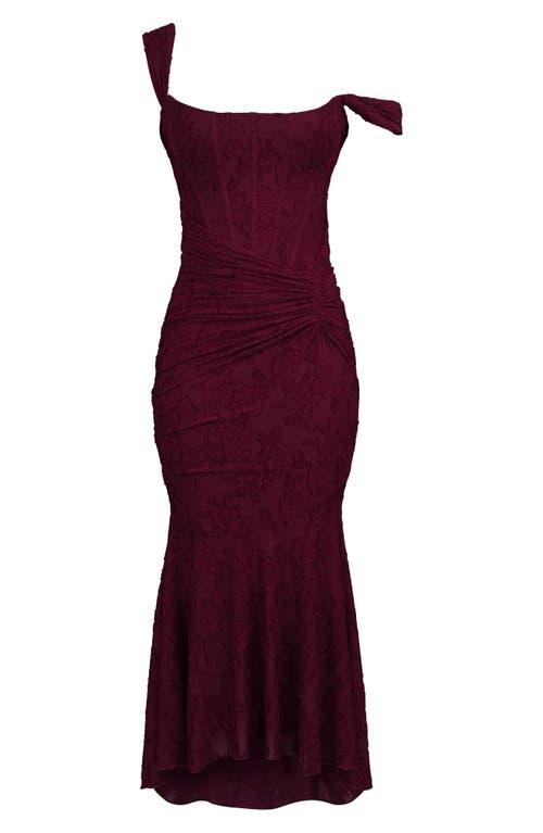 House Of Cb Cesca Floral Burnout Corset Cocktail Dress in Red
