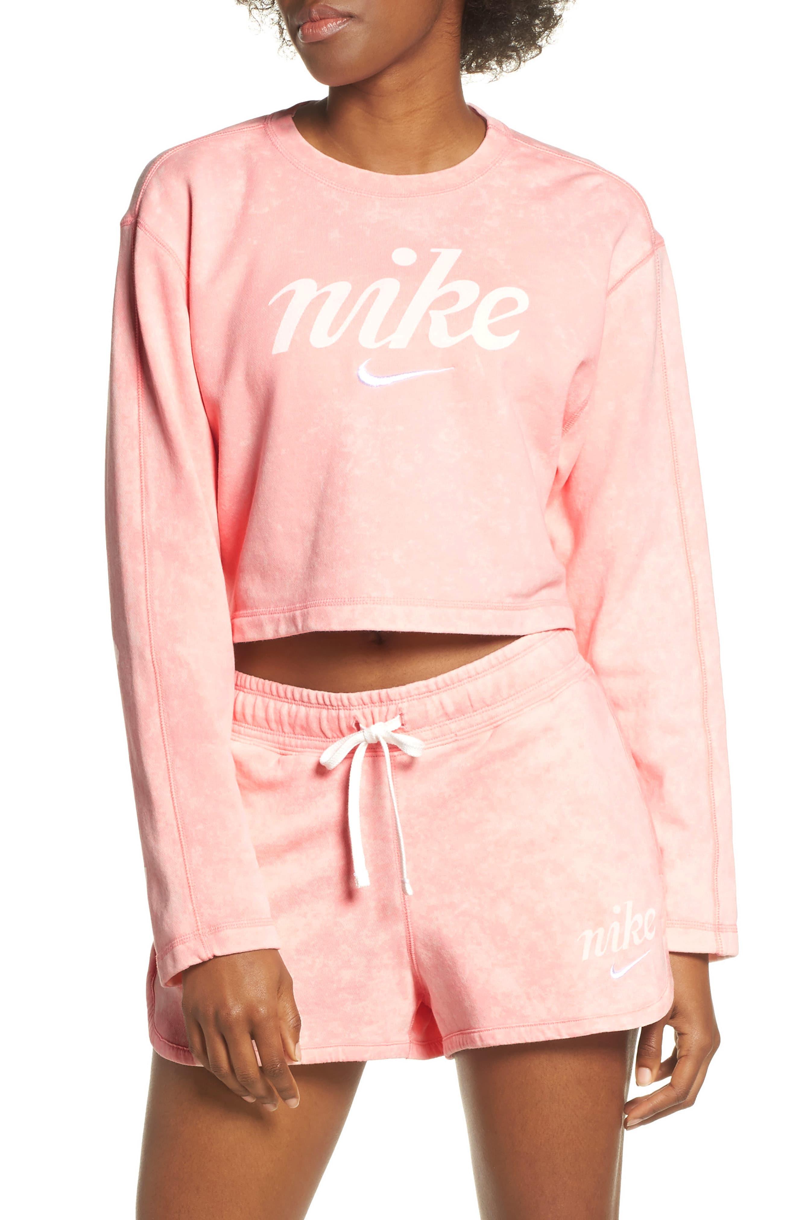 pink nike cropped jumper