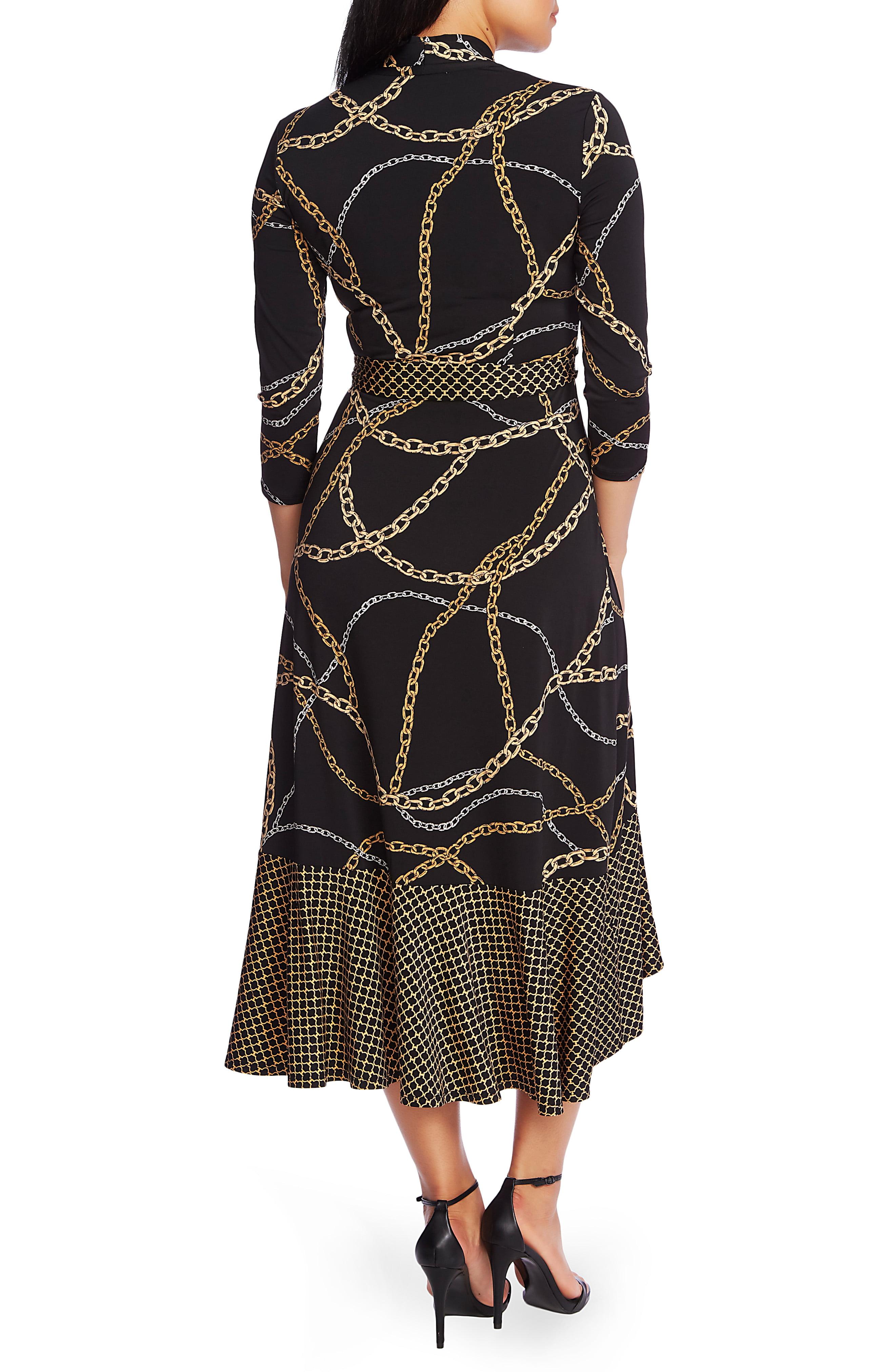 Chaus Chain Print High/low Midi Dress in Black Lyst