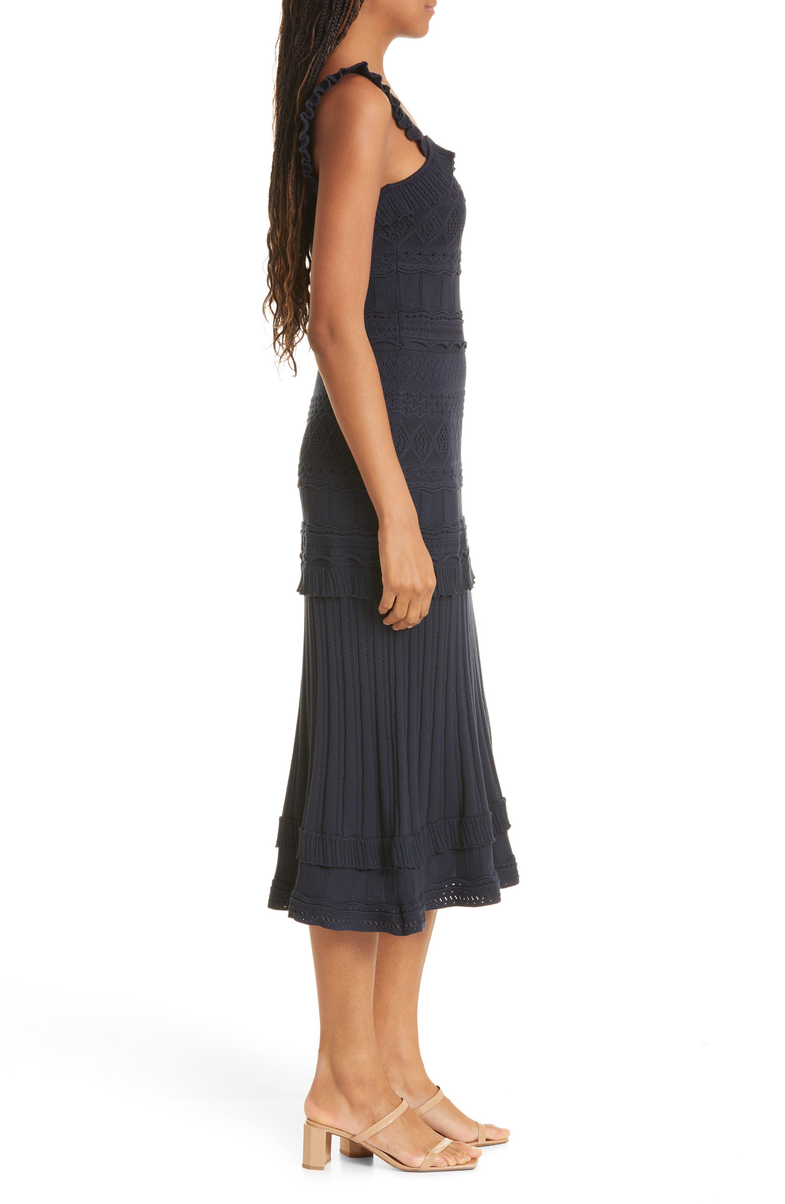 MILLY Lightweight Pointelle Midi Dress 