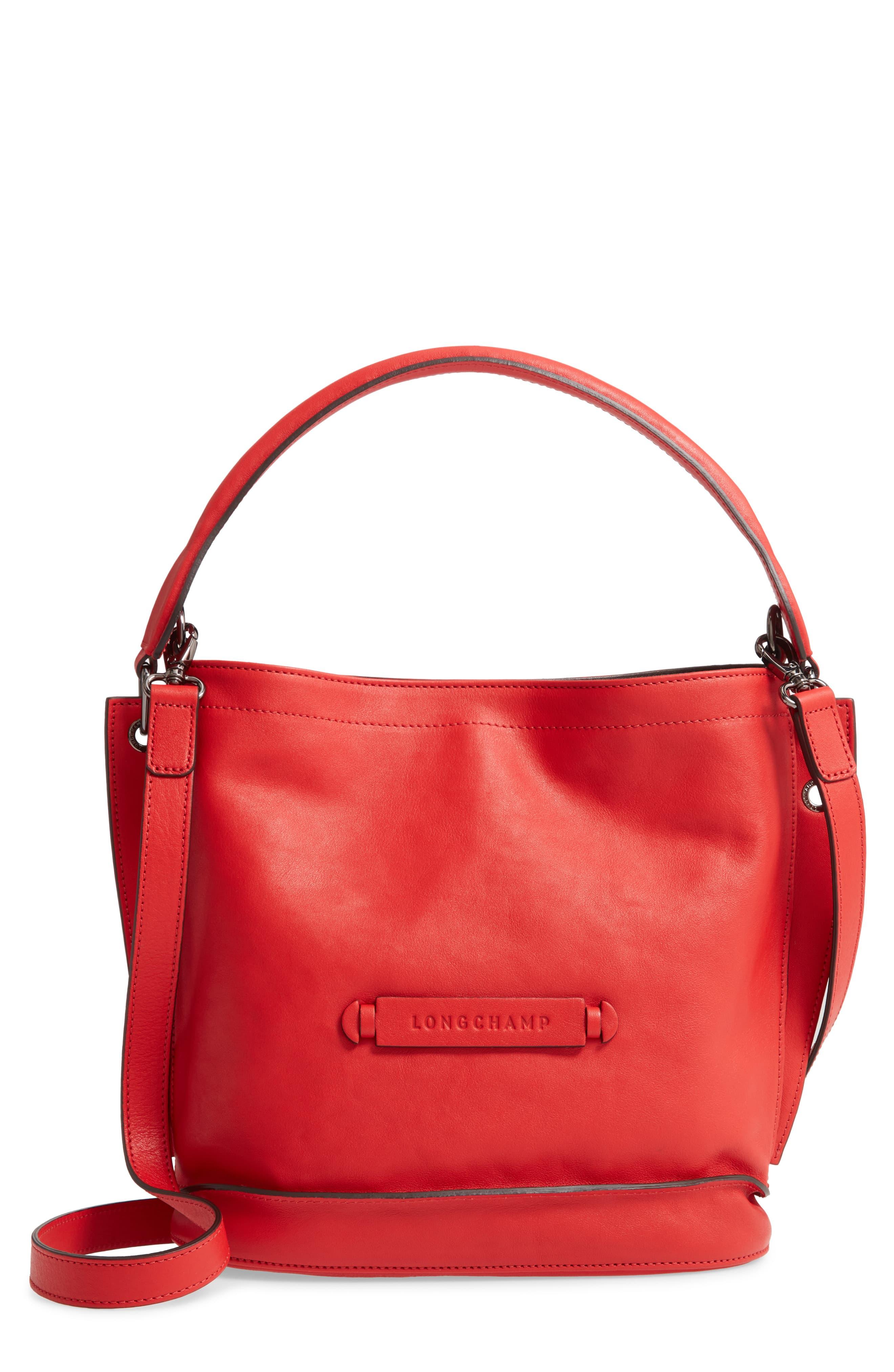 Longchamp 3d Leather Crossbody Hobo in Red Lyst