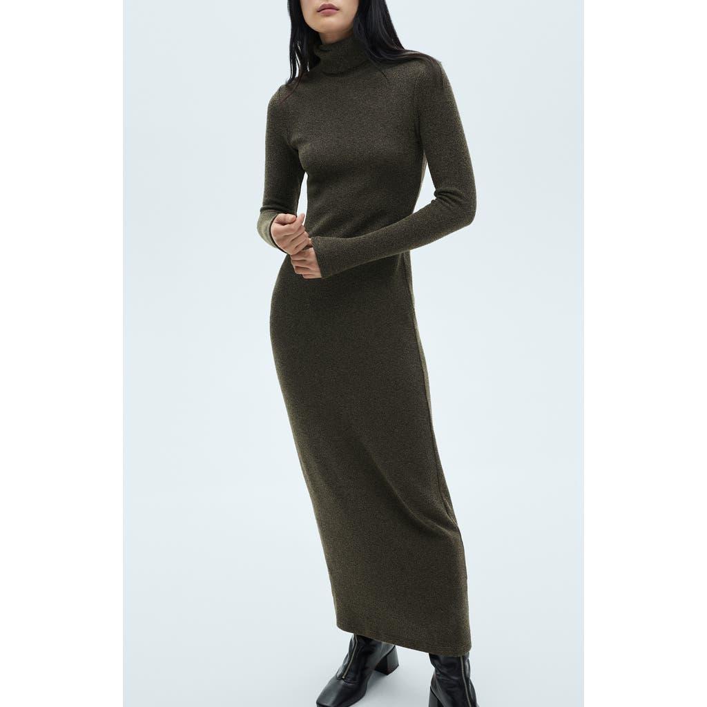 Mango Turtleneck Long Sleeve Cotton Blend Maxi Dress in Green | Lyst