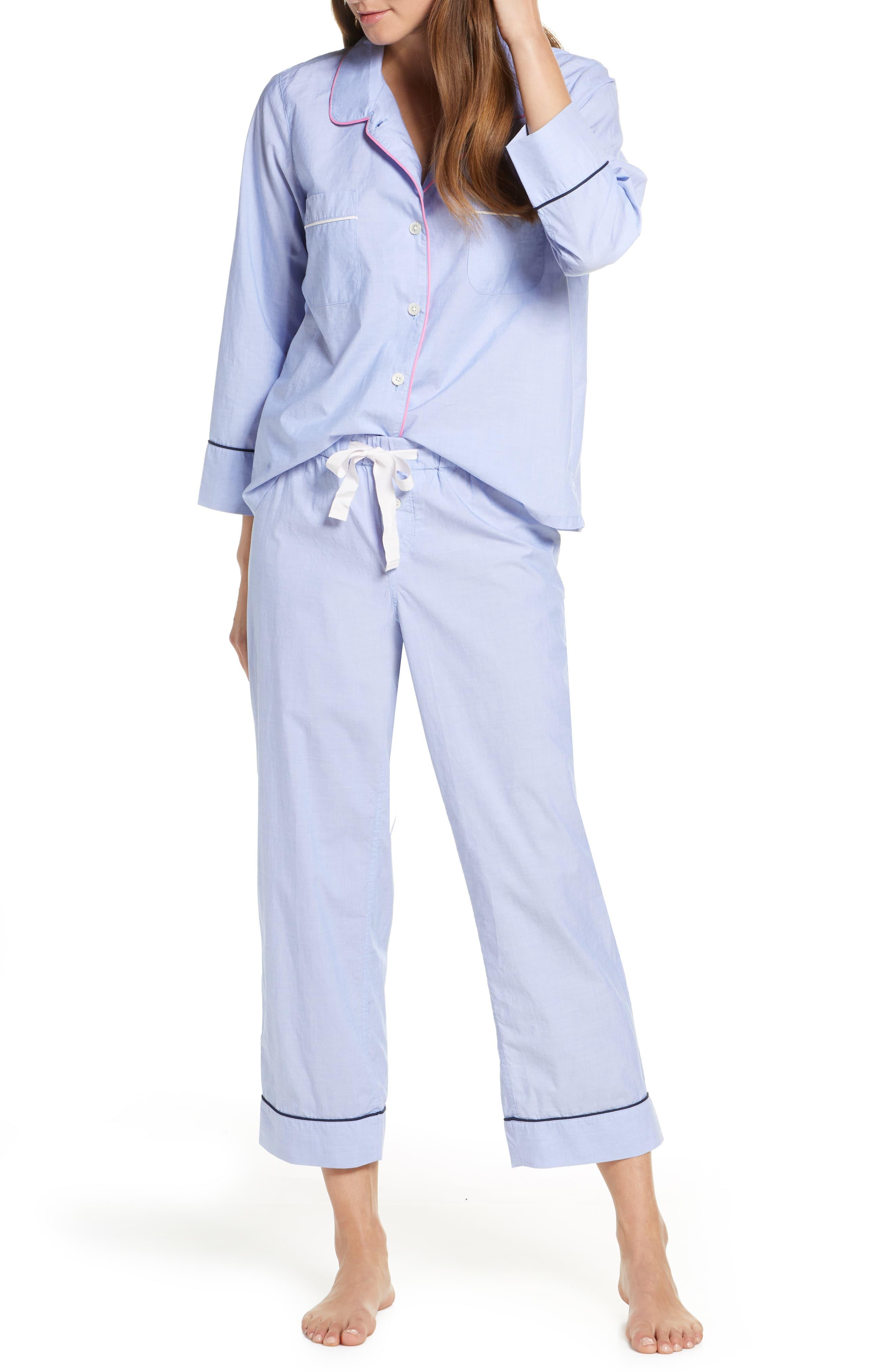 J.Crew Vintage Long Sleeve Crop Pajamas in Blue Lyst