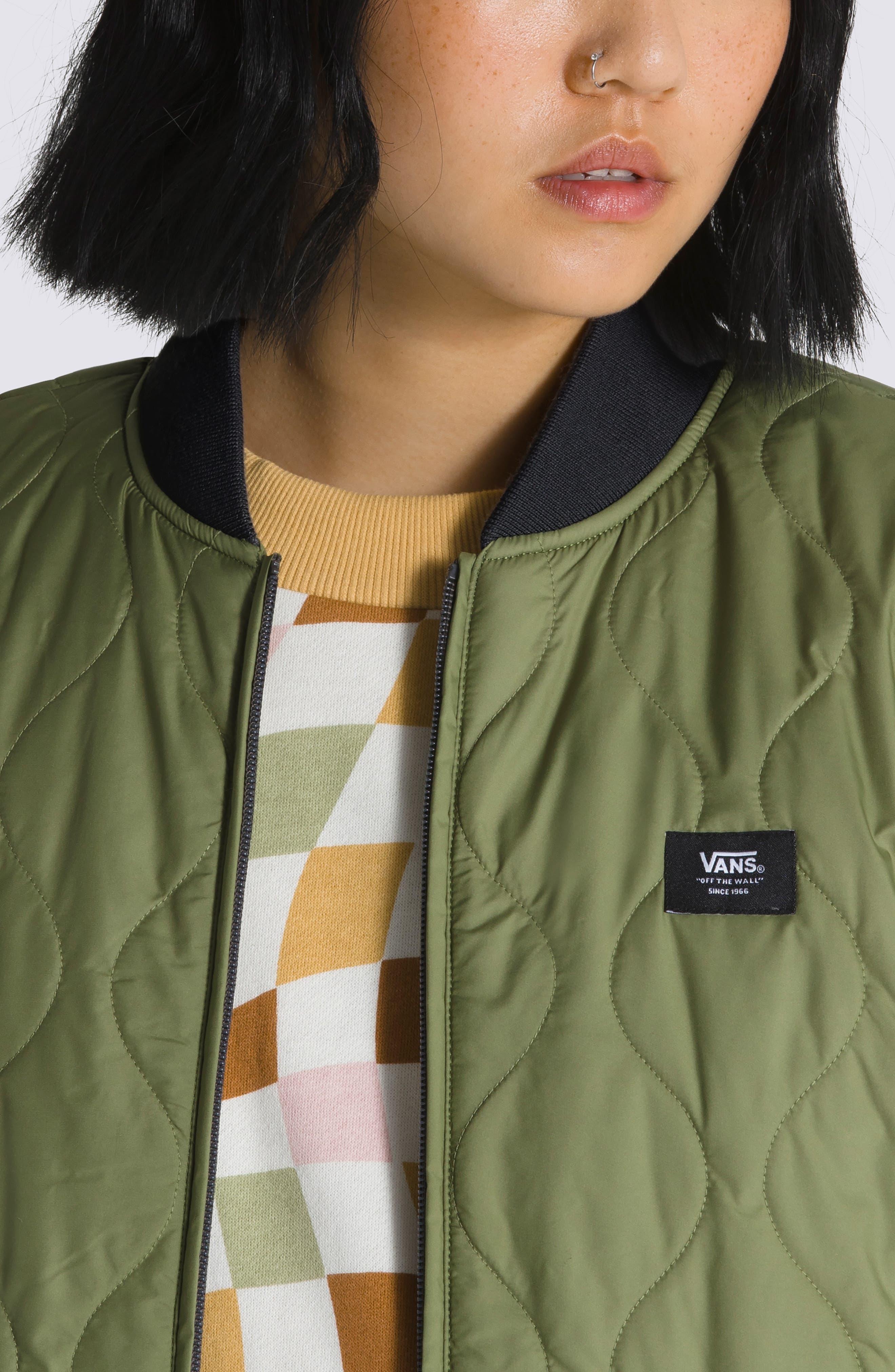 Vans Pickett Quilted Bomber Jacket in Green | Lyst
