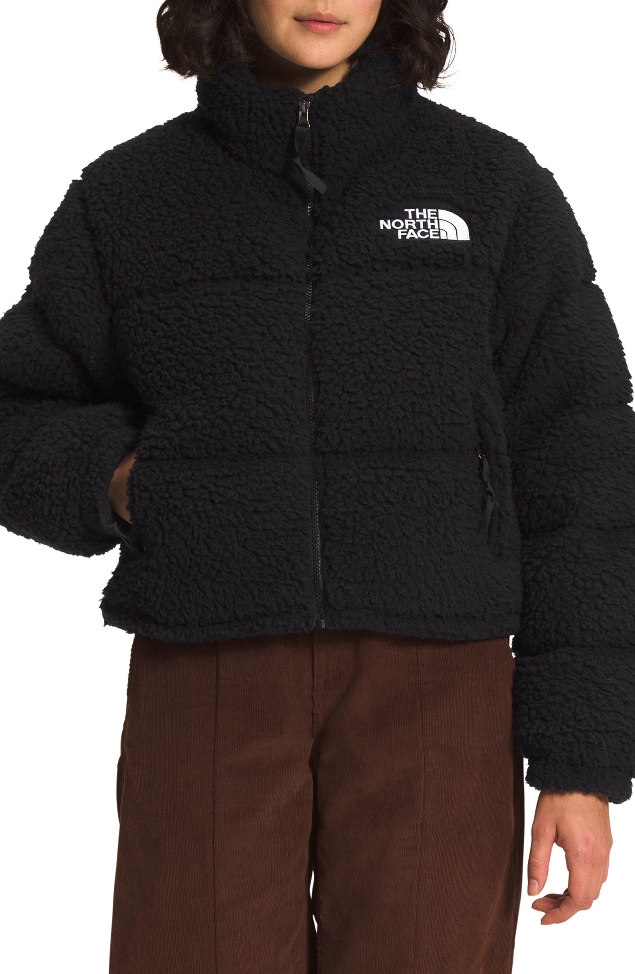 The North Face High Pile Fleece Nuptse Jacket in Black | Lyst