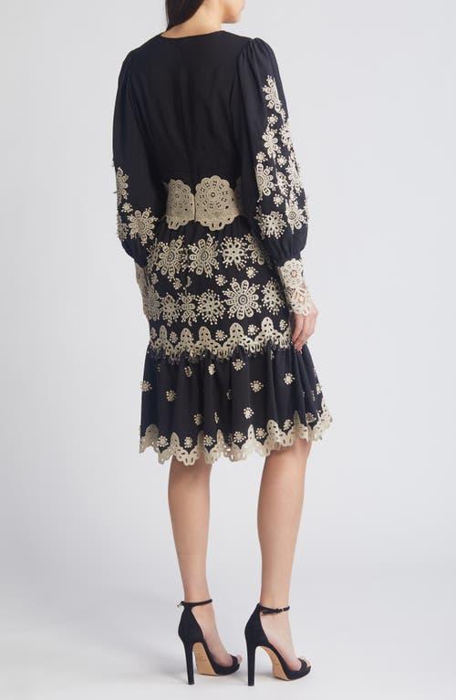 Kobi Halperin Matilda Lace Appliqué Long Sleeve Dress in Black Lyst