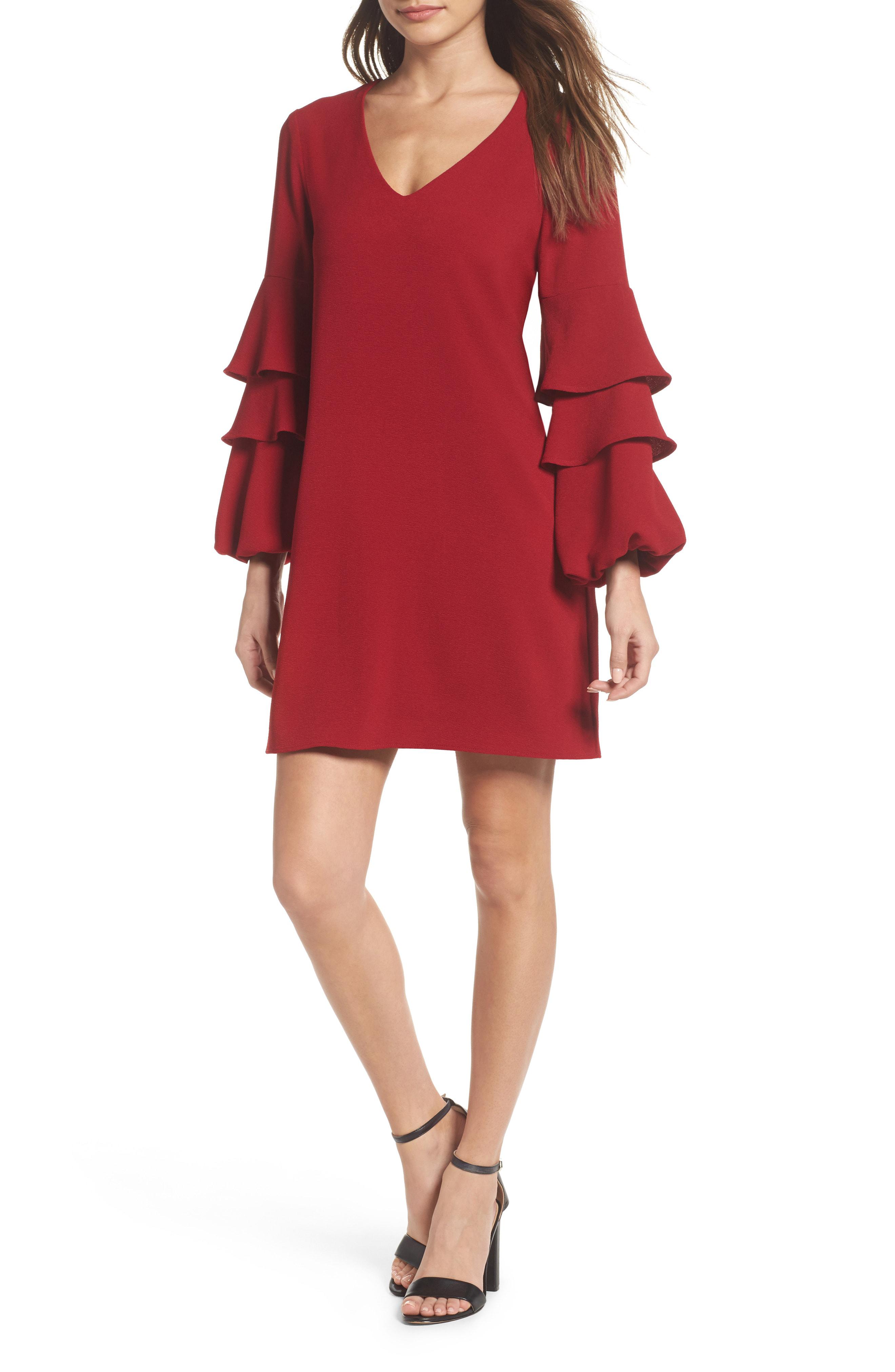 charles henry ruffle tiered wrap dress