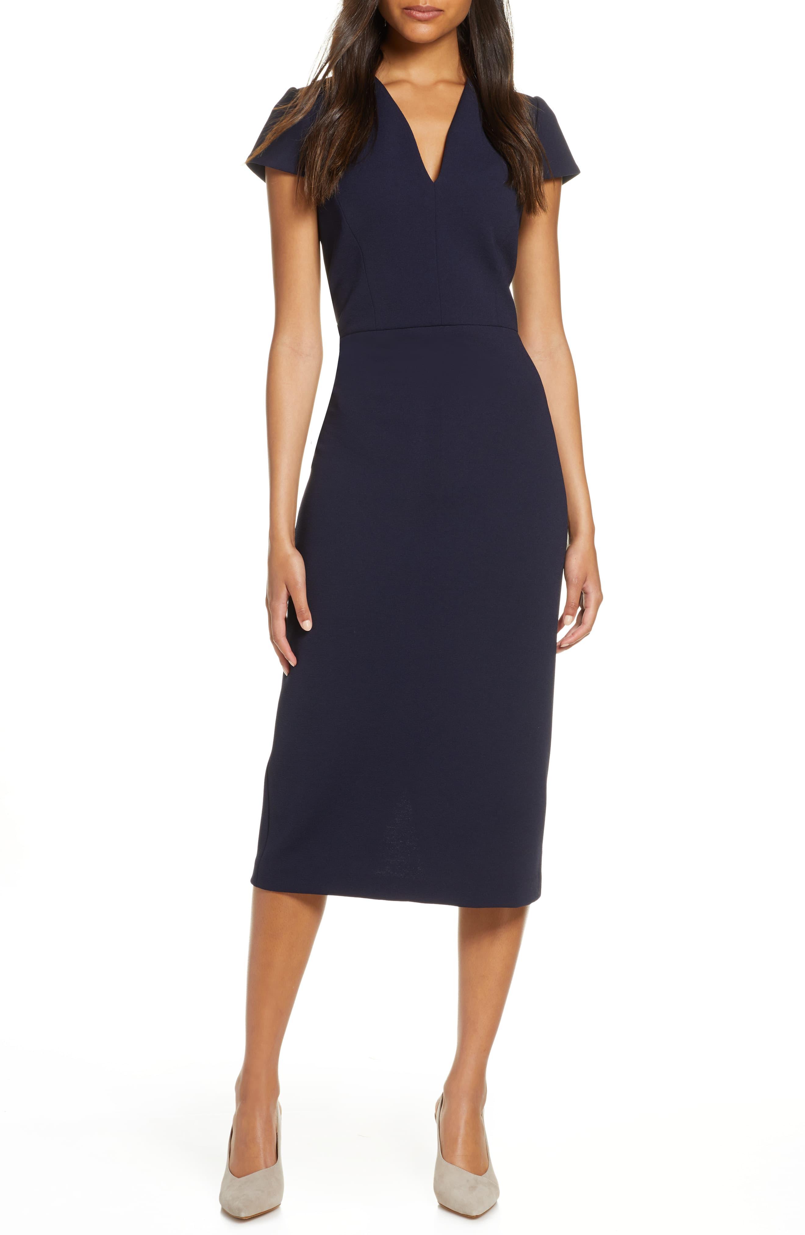 Maggy London Midi Sheath Dress in Navy (Blue) Lyst