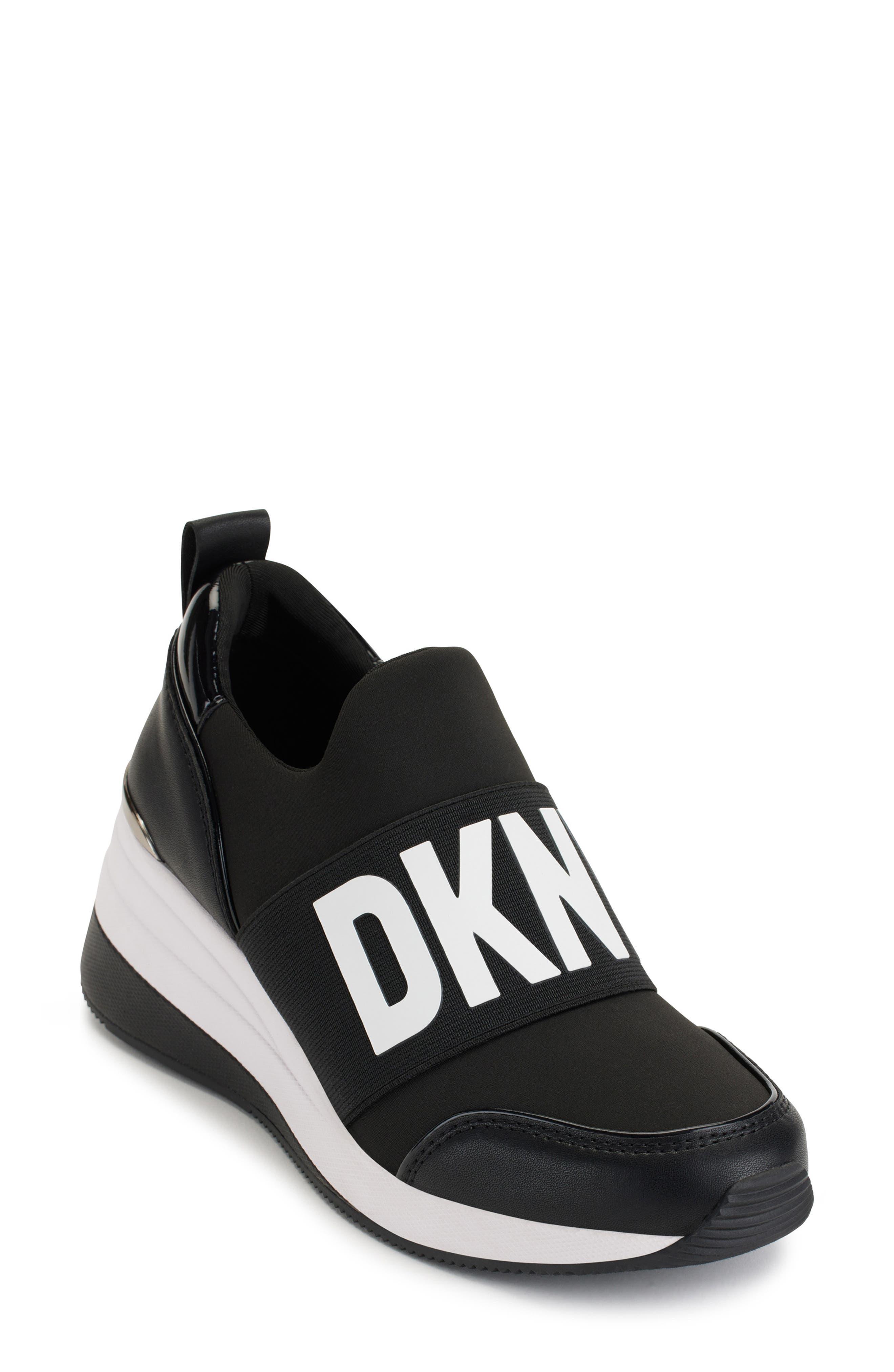 DKNY Kamryn Wedge Sneaker in Black | Lyst