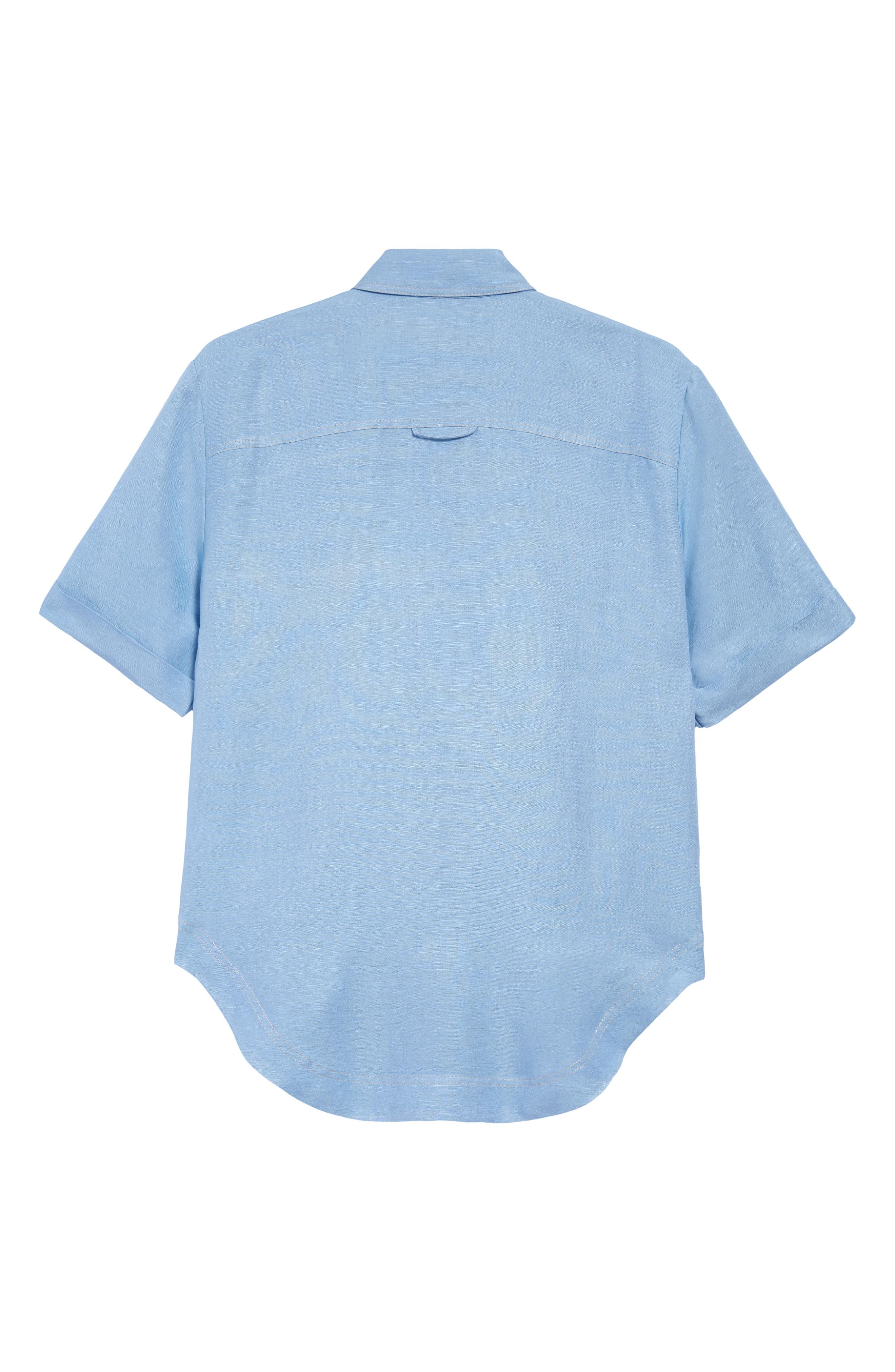Aje. Overture Oversize Linen Blend Shirt in Blue - Lyst