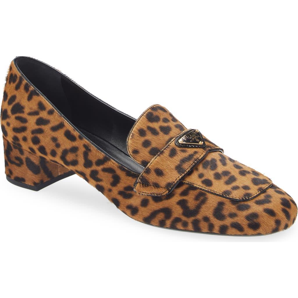 Prada Genuine Calf Hair Loafer Pump in Brown | Lyst