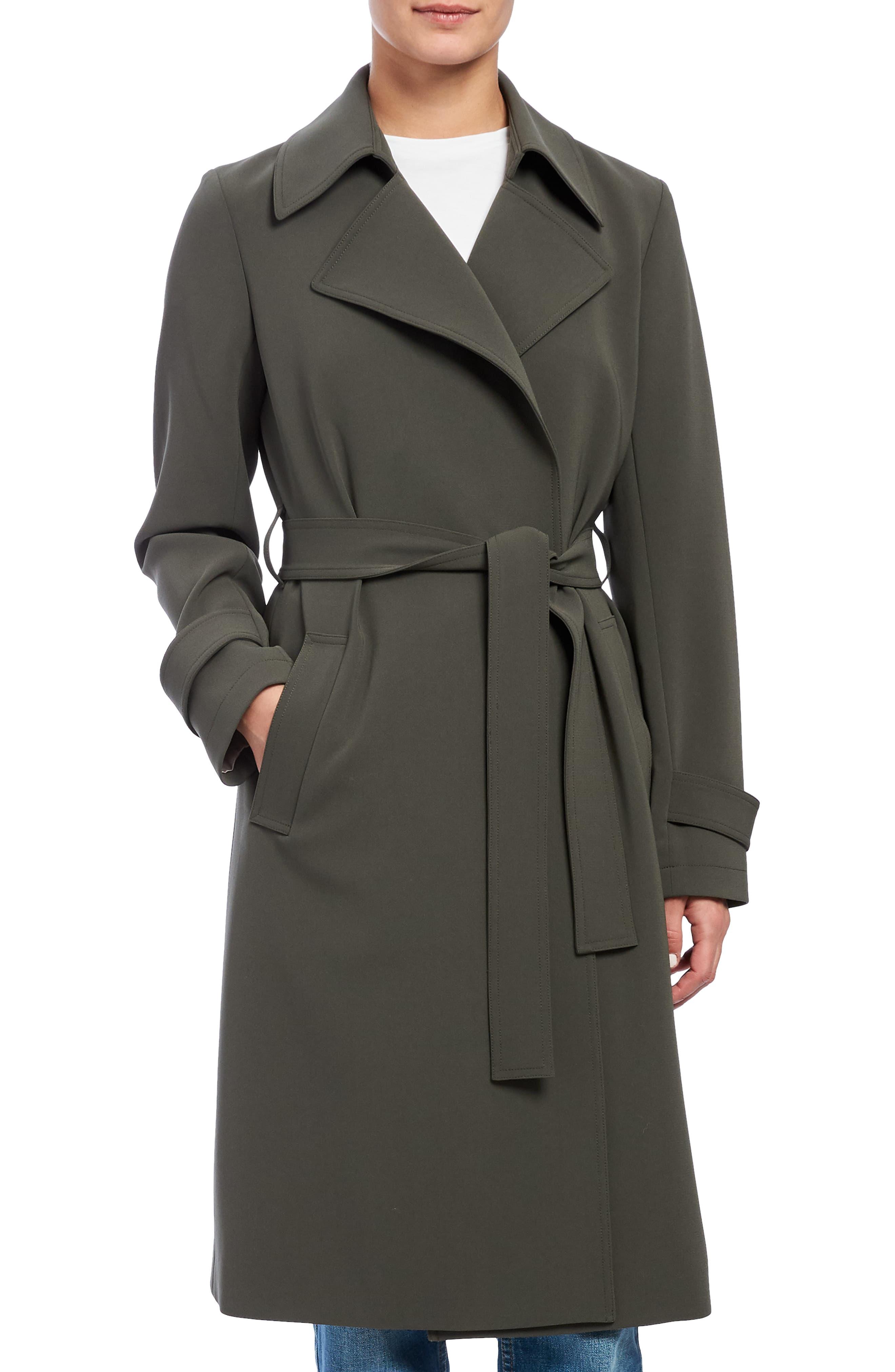 Theory Oaklane Admiral Crepe Trench Coat in Green Slate (Green) - Lyst