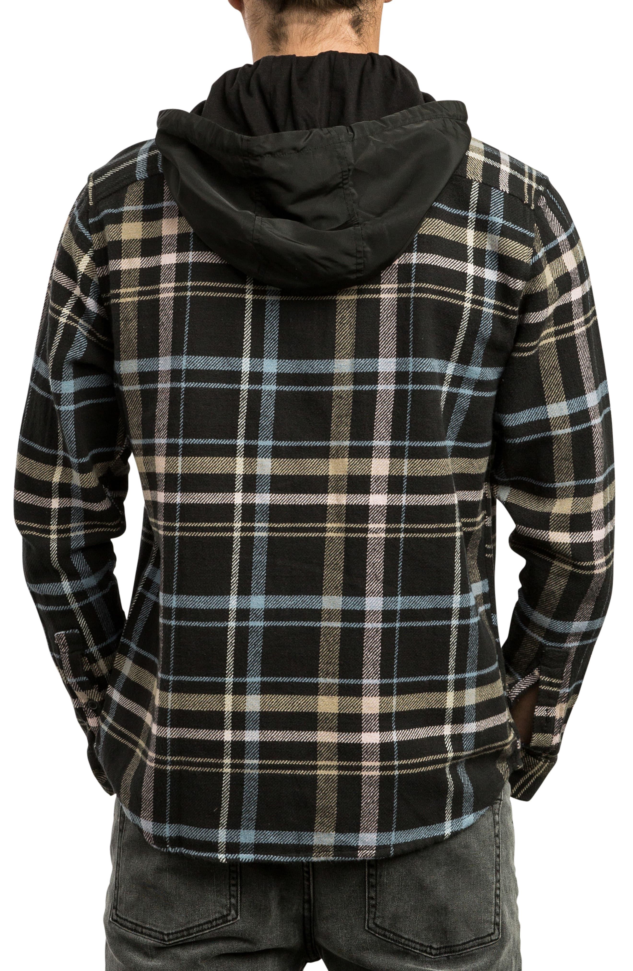 RVCA Essex Hooded Flannel Shirt in Olive (Green) for Men - Lyst
