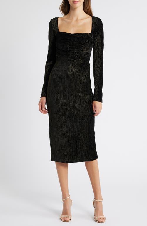 Black Halo Xander Metallic Long Sleeve Sheath Cocktail Dress in