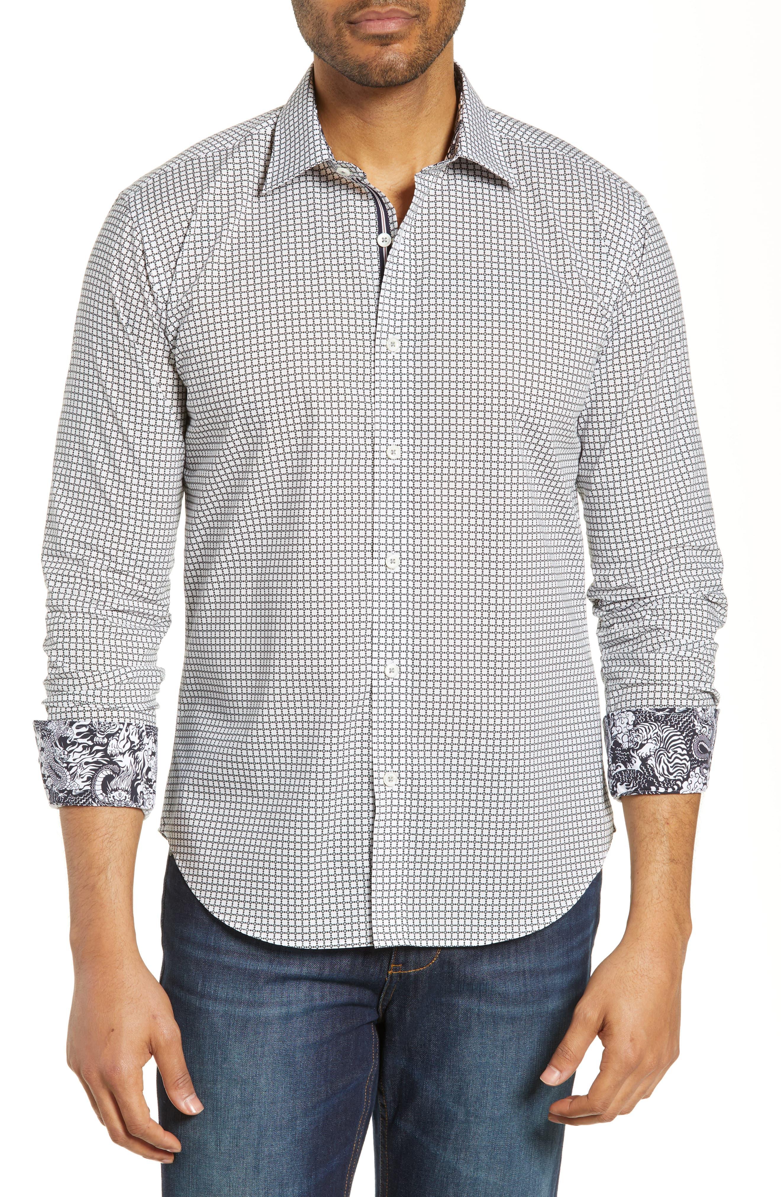 Bugatchi Shaped Fit Print Cotton Sport Shirt for Men - Lyst